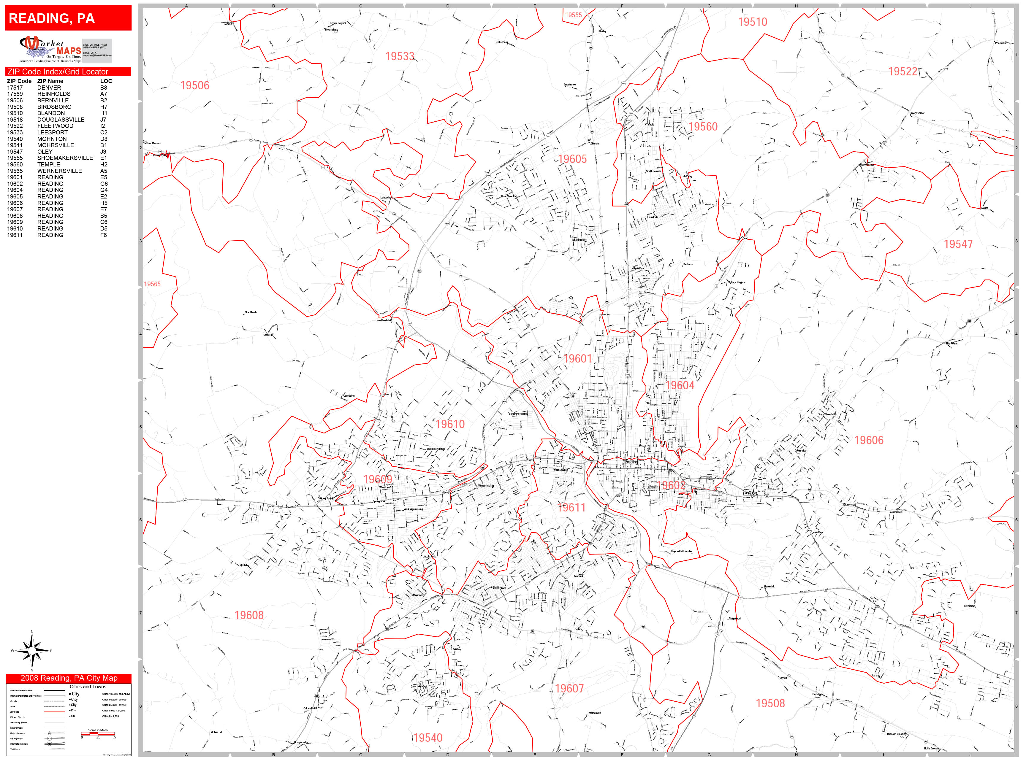 Reading PA Zip Code Map