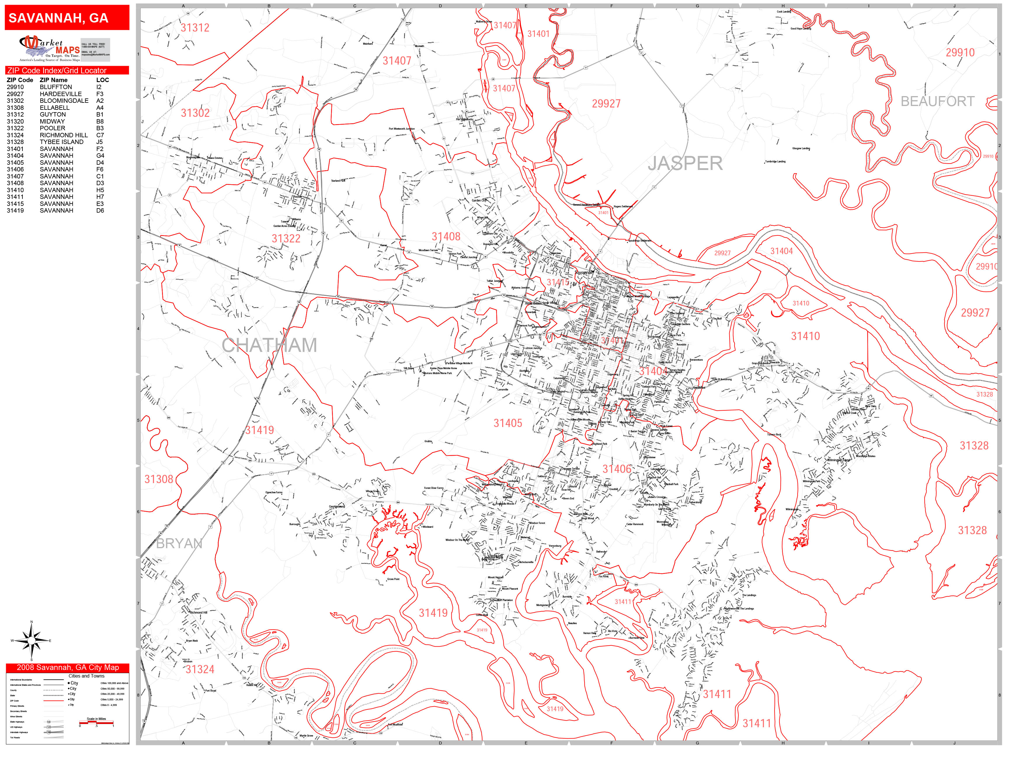 Savannah Georgia Zip Code Map