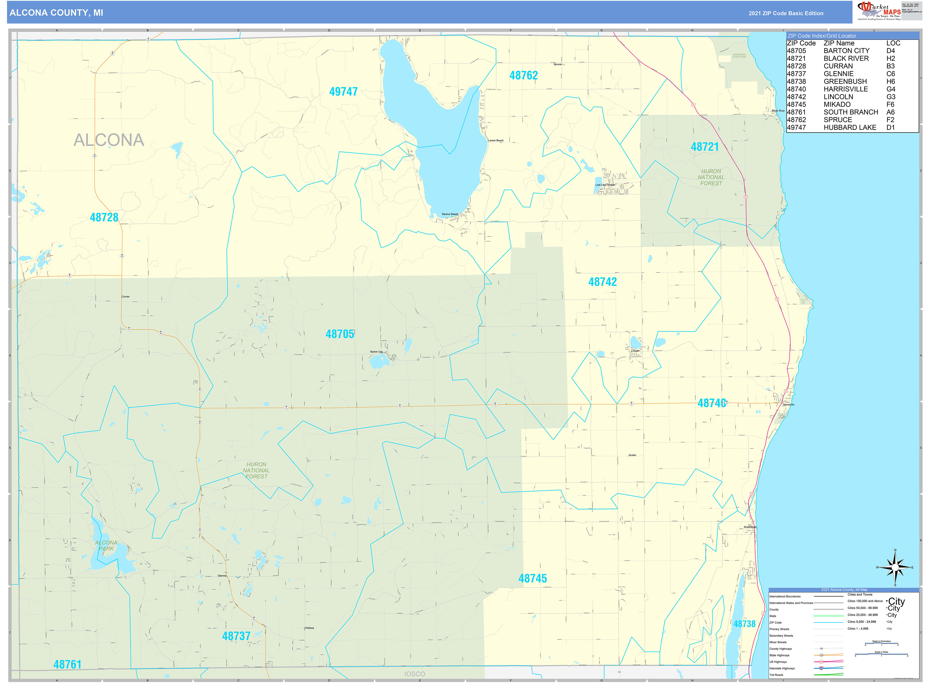 Alcona County Map Detailed