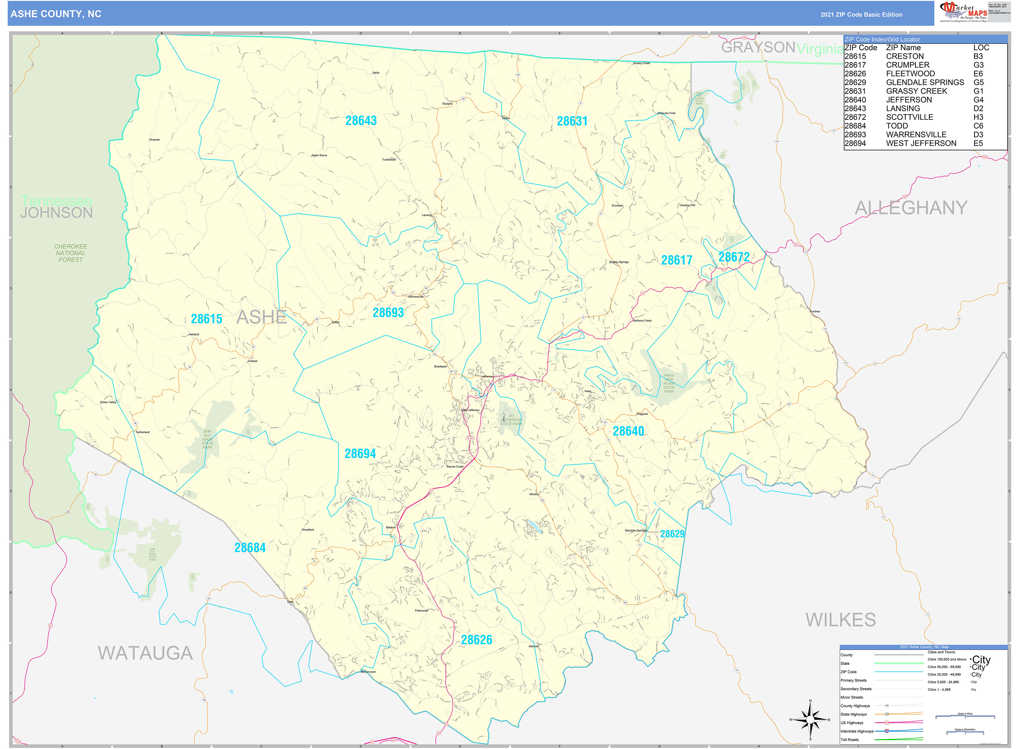 Ashe County Nc Wall Map Premium Style By Marketmaps M vrogue.co