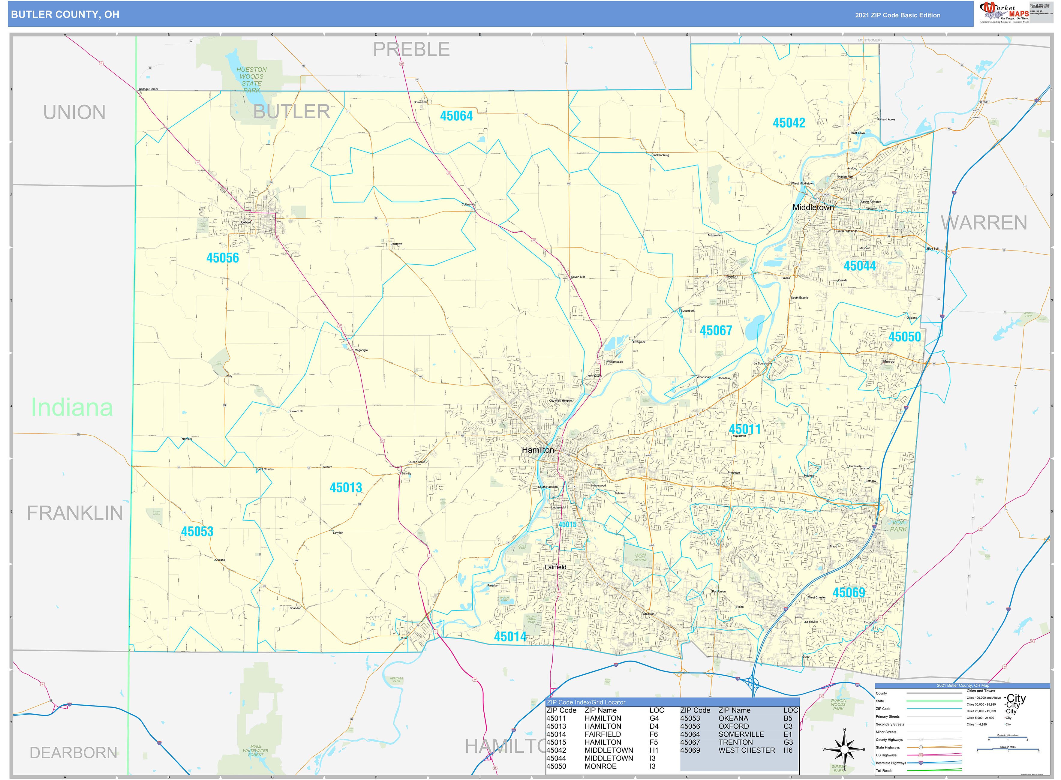 Butler County Ohio Map With Roads