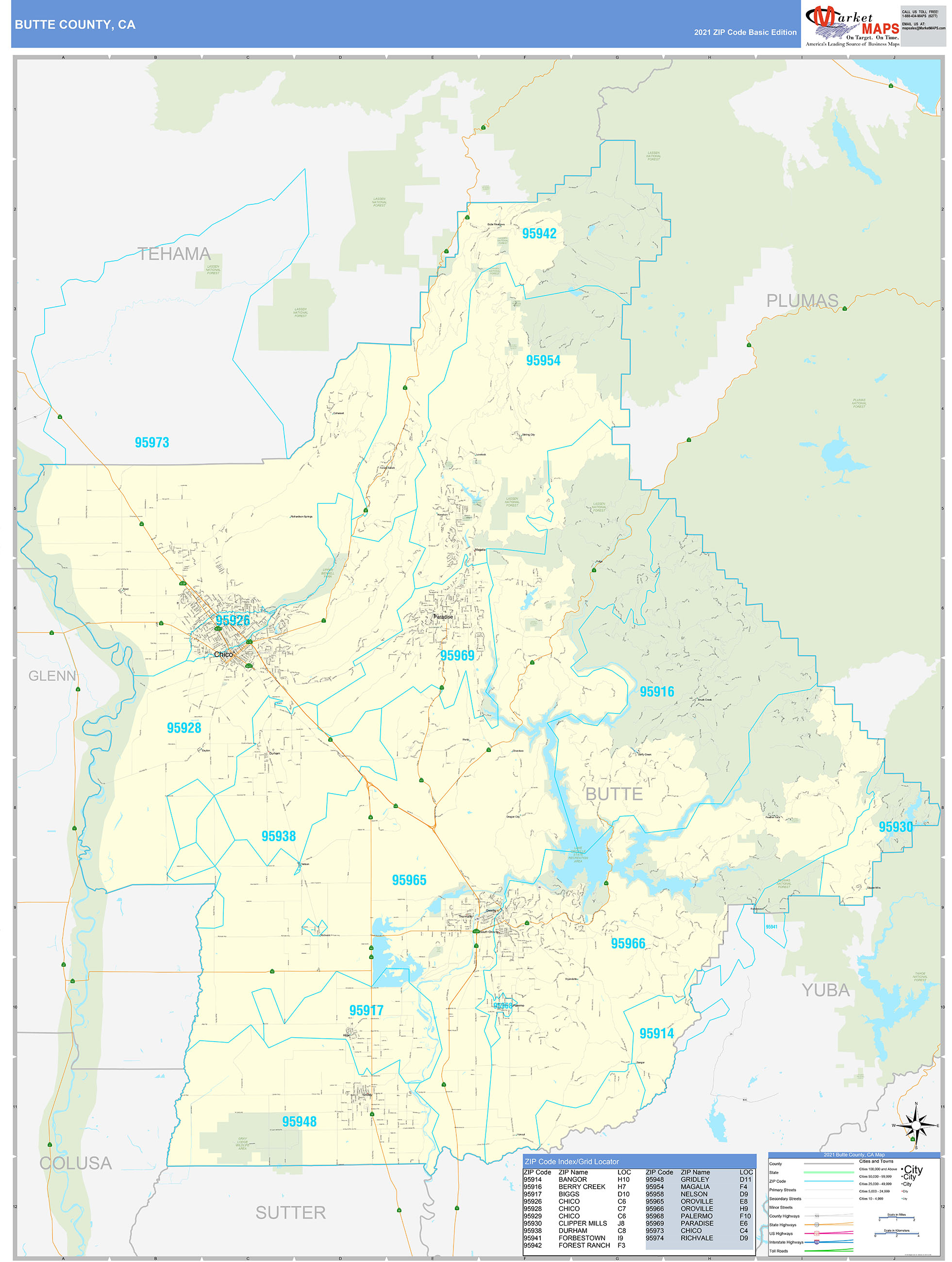 Butte County Zip Code Map
