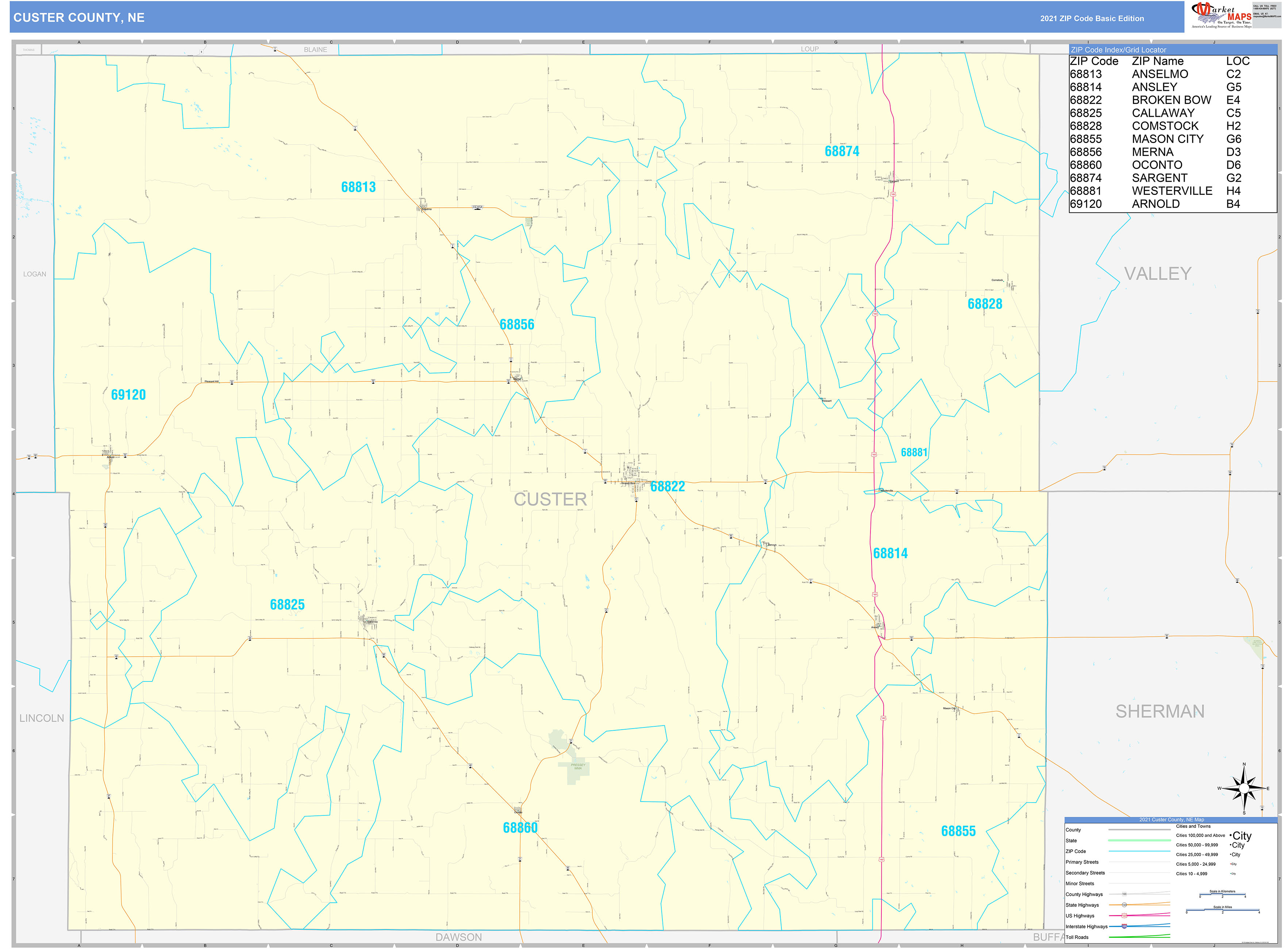 Custer County Ne Wall Map Premium Style By Marketmaps vrogue.co