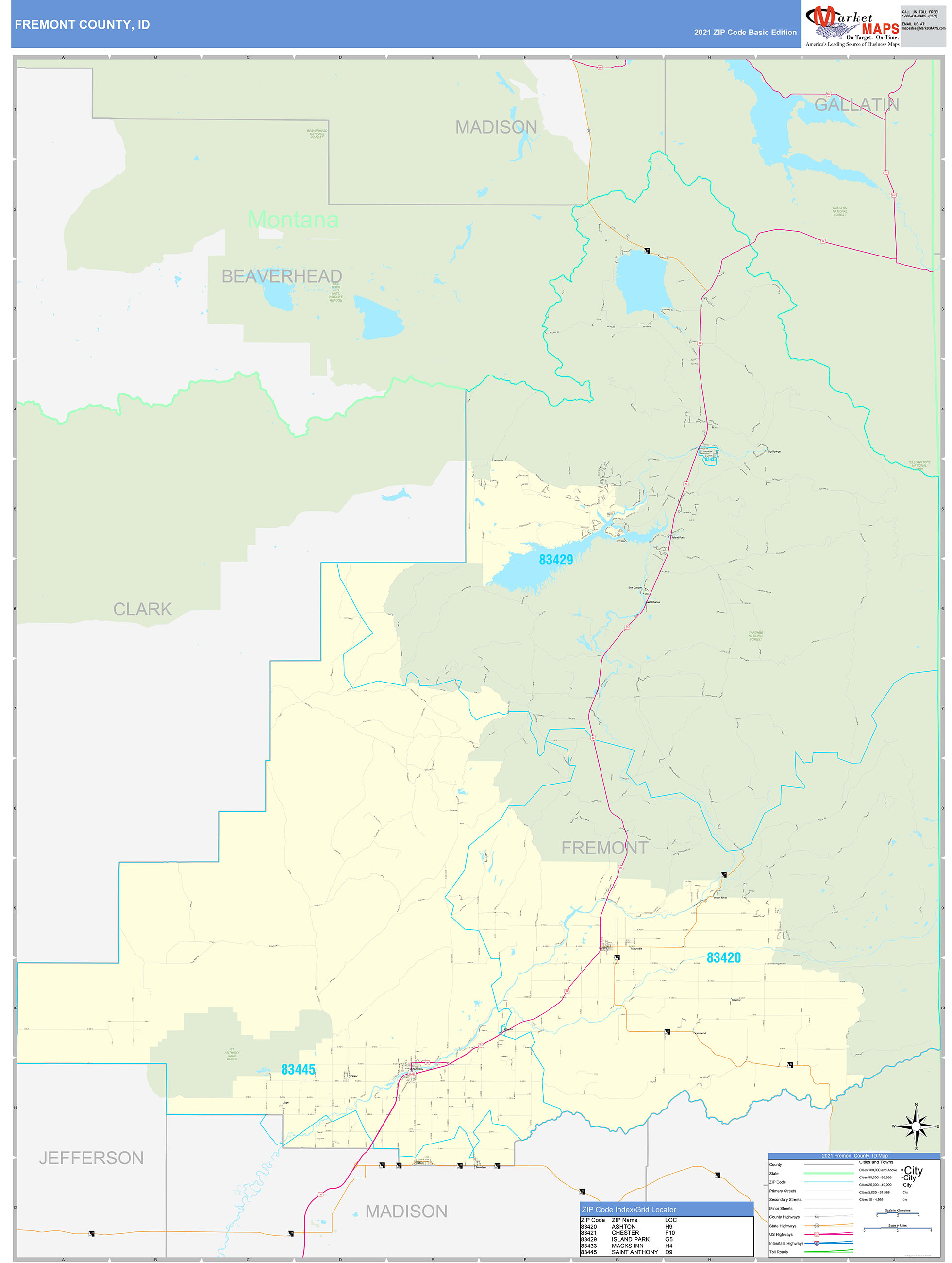 Fremont County Idaho Zip Code Wall Map Maps Com Com vrogue.co
