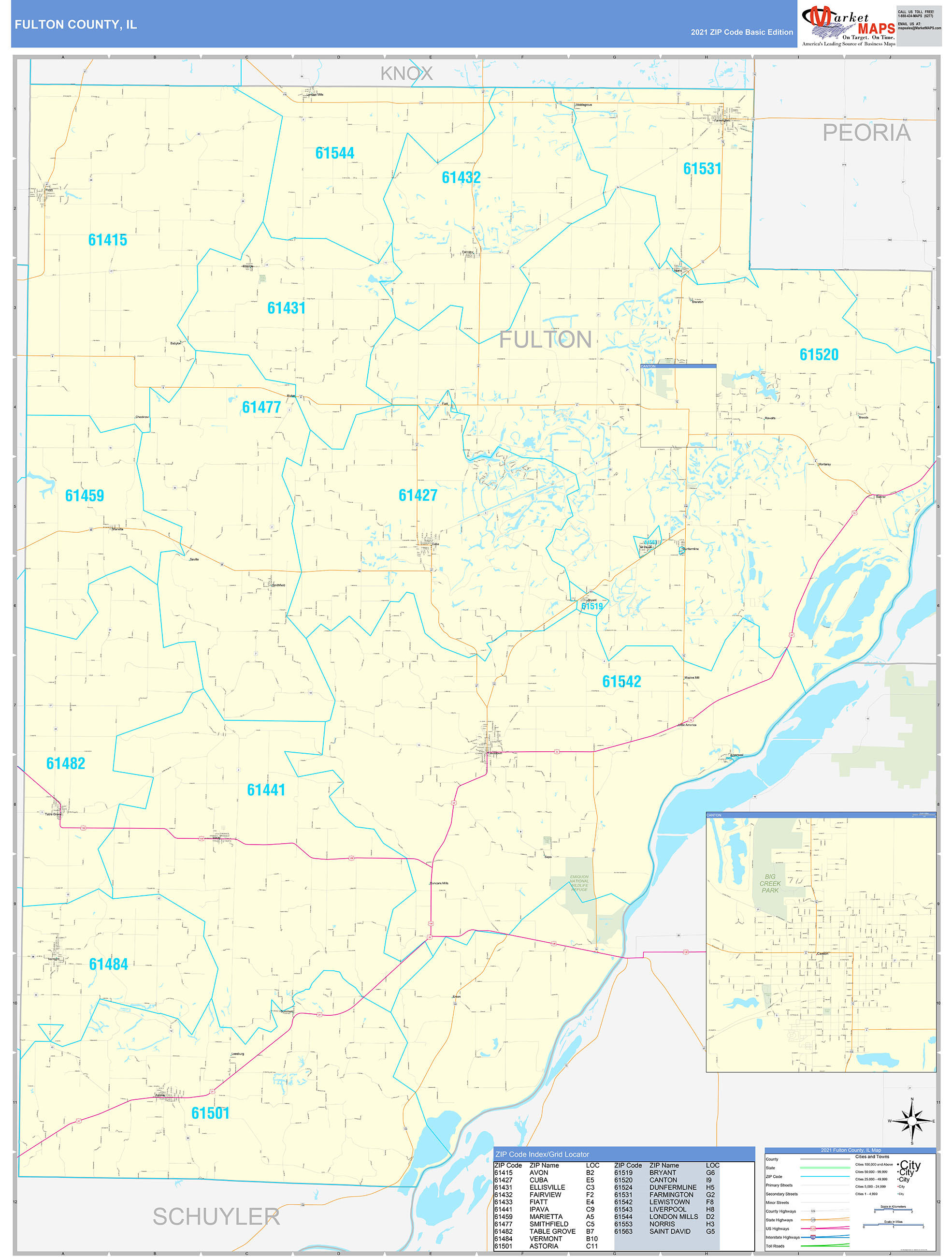 fulton-county-il-zip-code-wall-map-basic-style-by-marketmaps