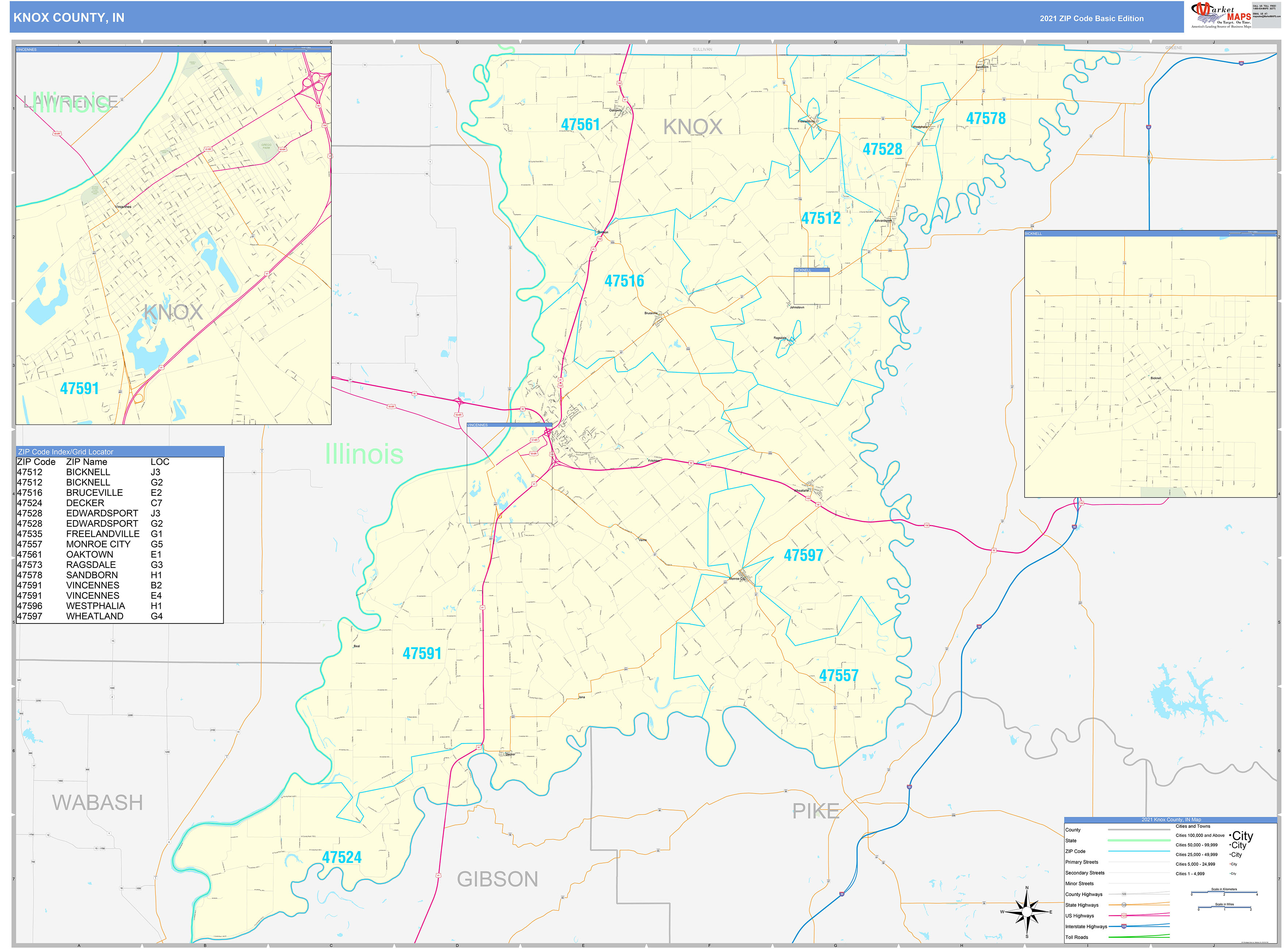 Knox County Zip Code Map