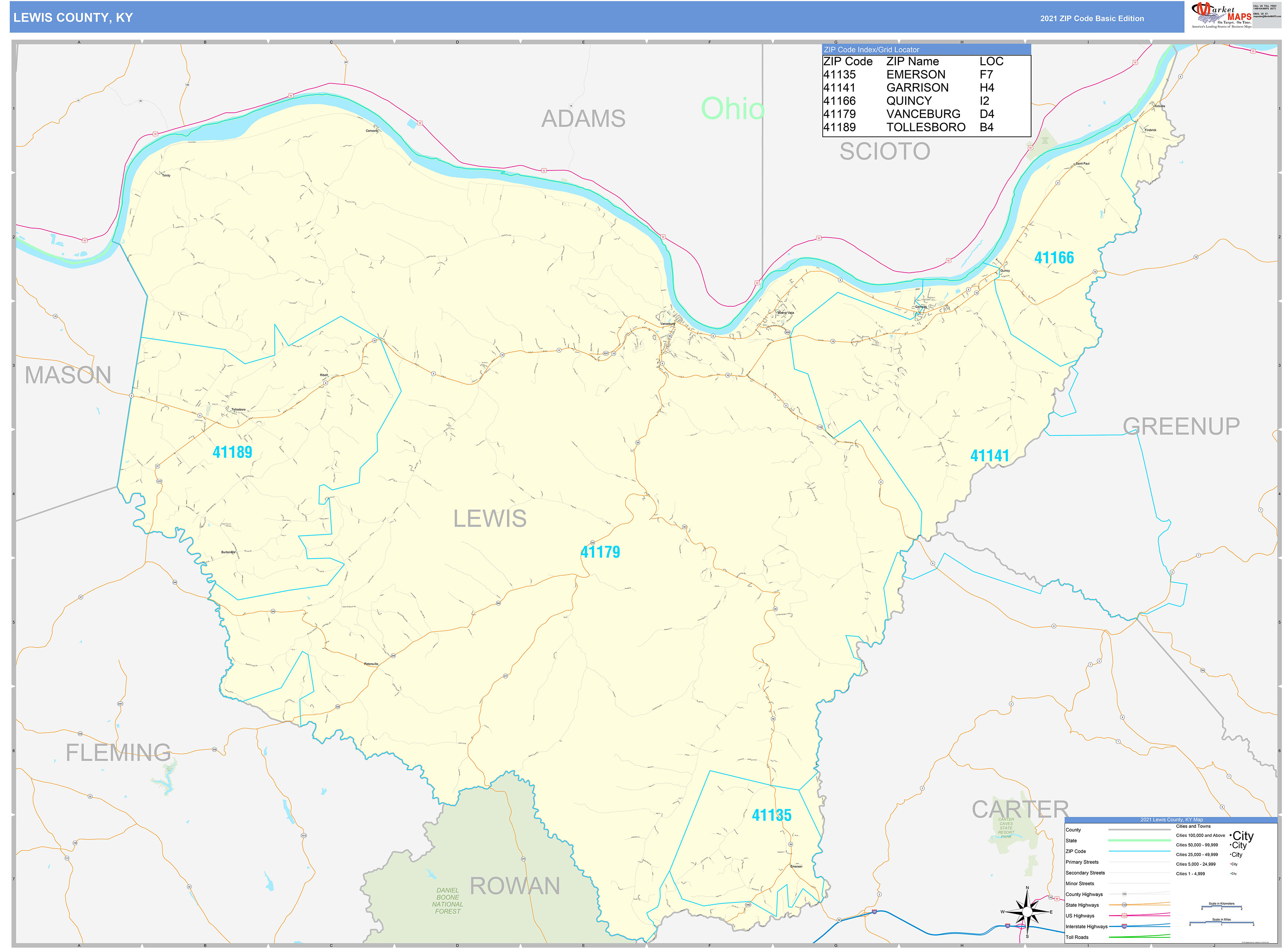 Lewis County Kentucky Digital Zip Code Map vrogue.co