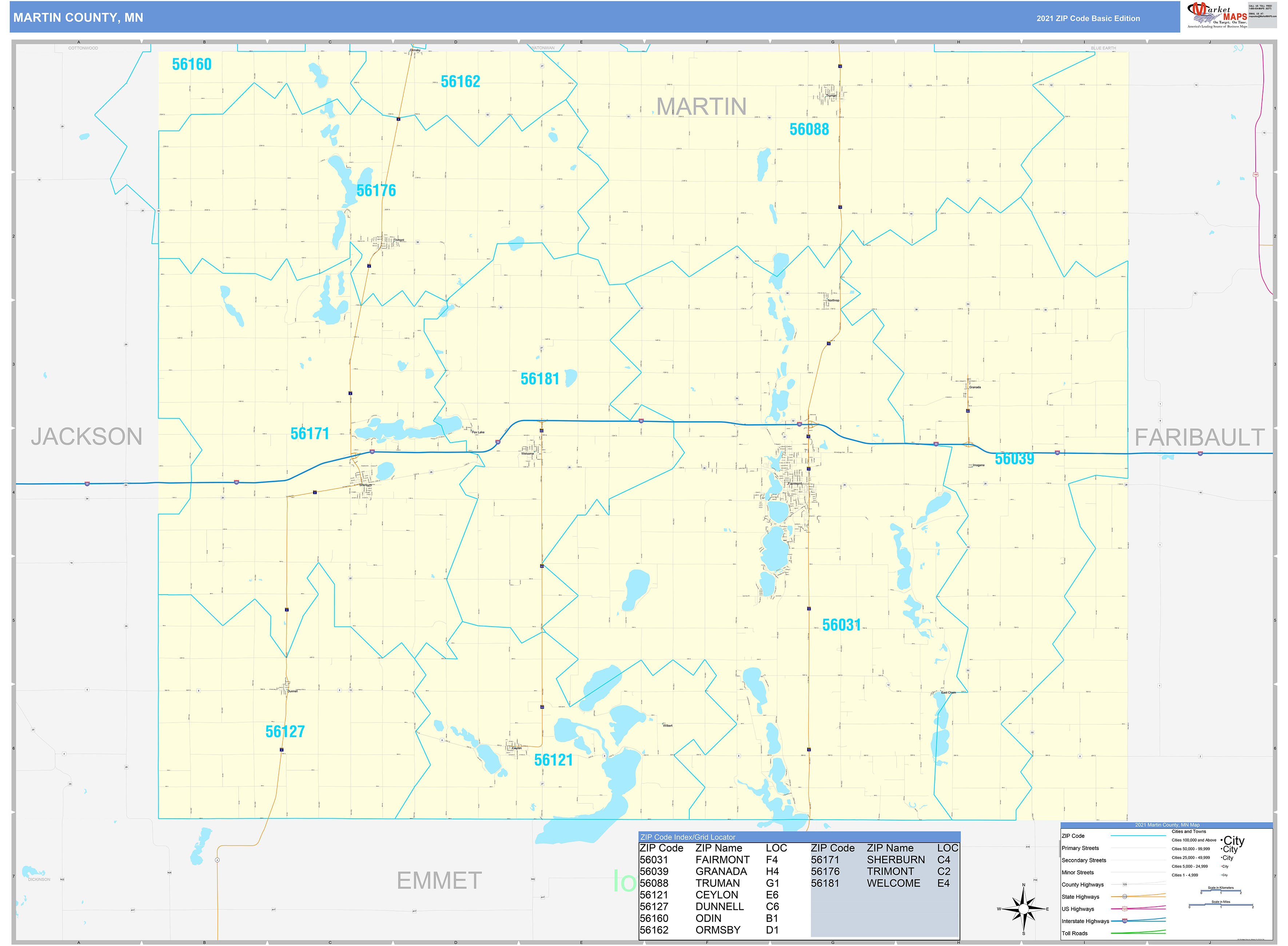 Martin County Zip Code Map