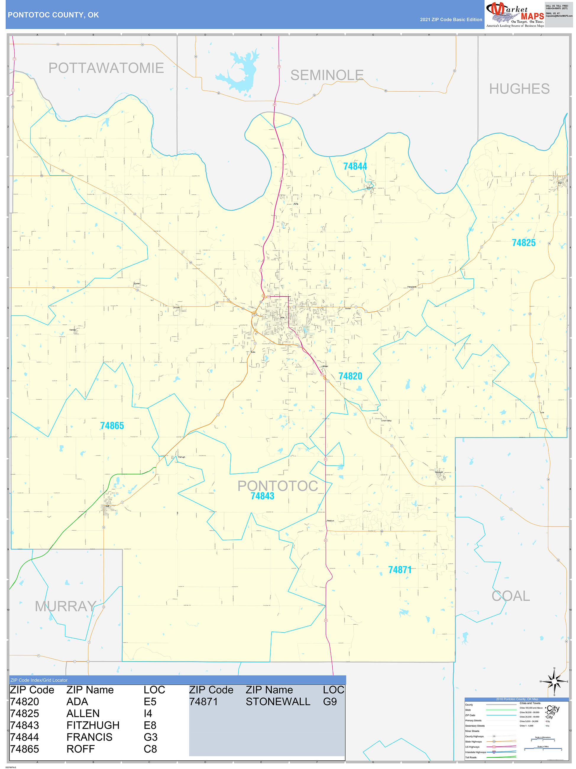 Caddo County Ok Zip Code Wall Map Basic Style By Mark vrogue.co