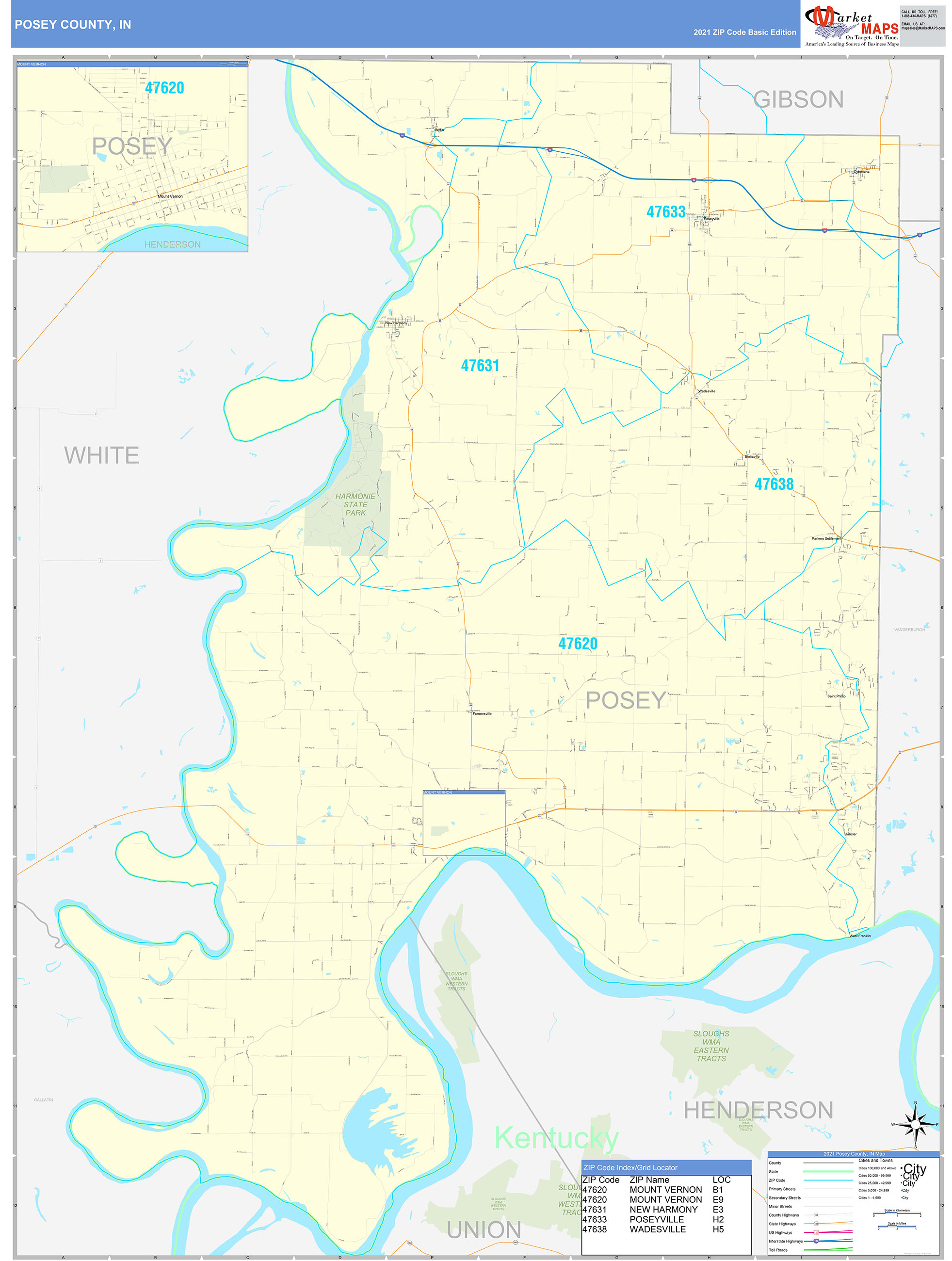 Posey County Indiana Digital Zip Code Map vrogue.co