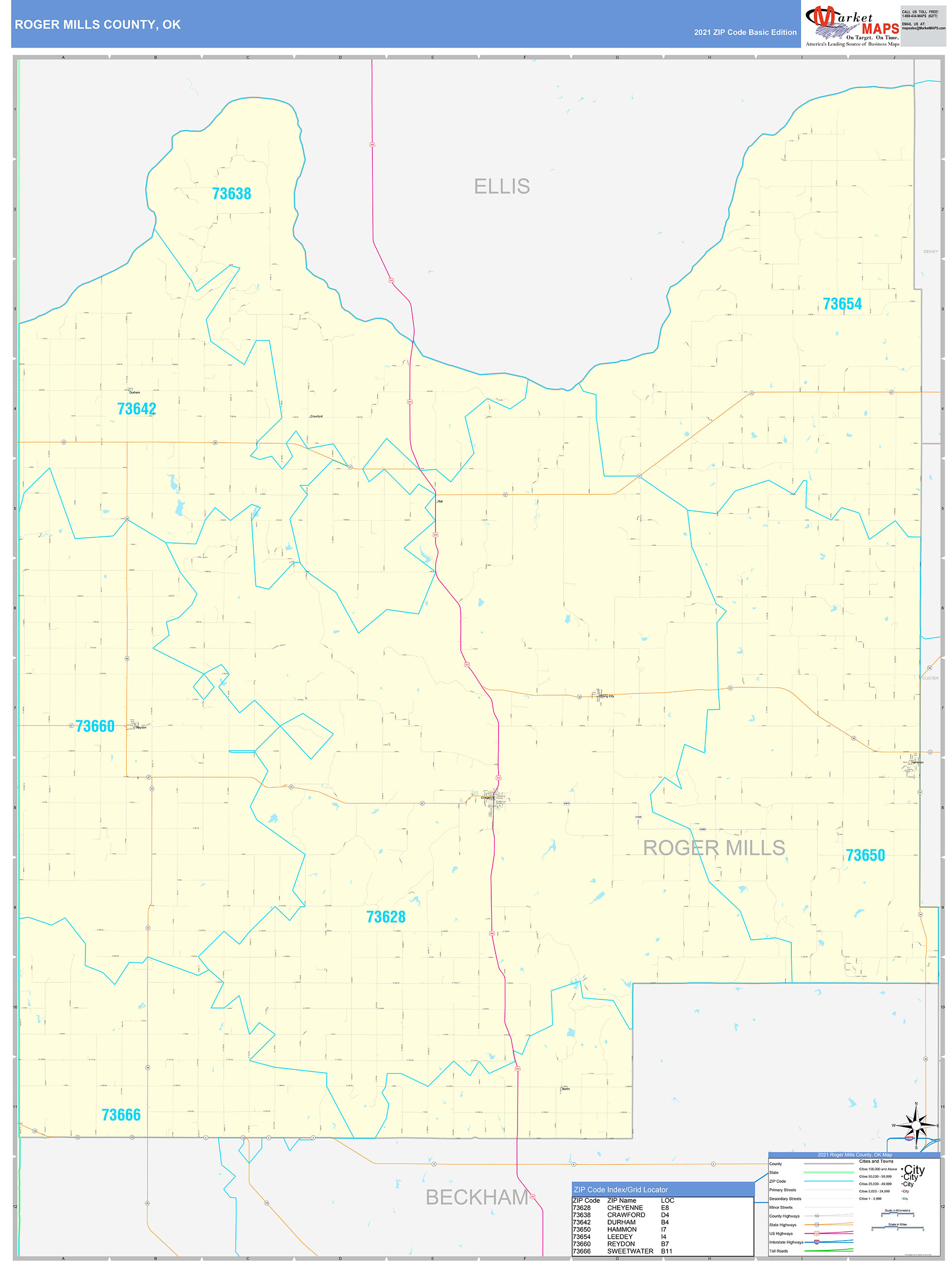 Roger Mills County Ok Wall Map Premium Style By Marke vrogue.co