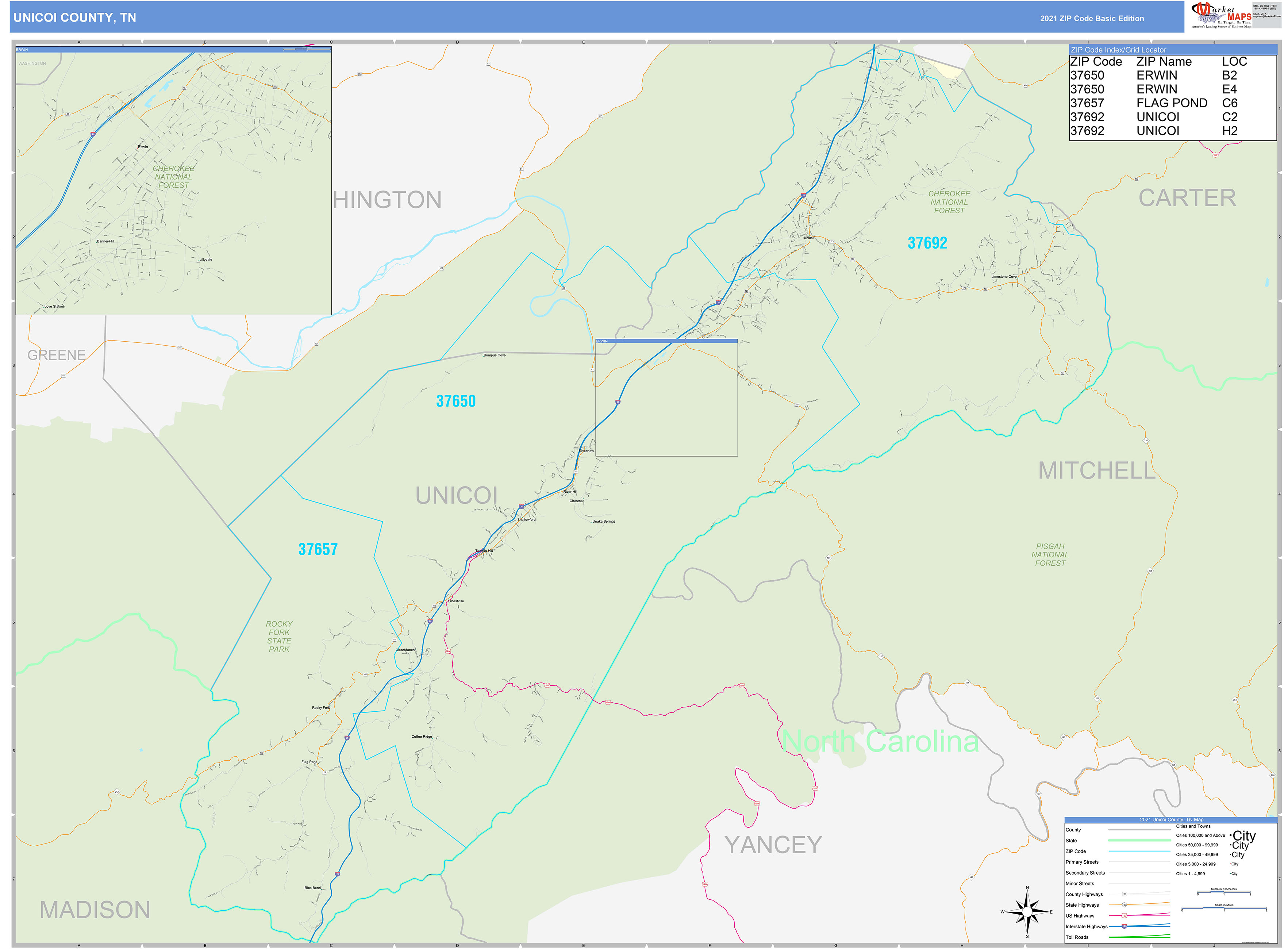Unicoi County Tn Wall Map Premium Style By Marketmaps vrogue.co