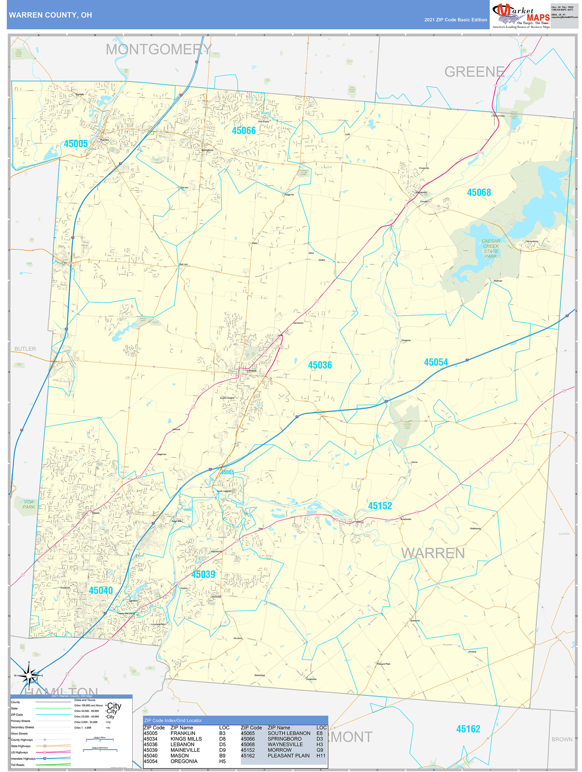 Warren County Ohio Zip Code Map