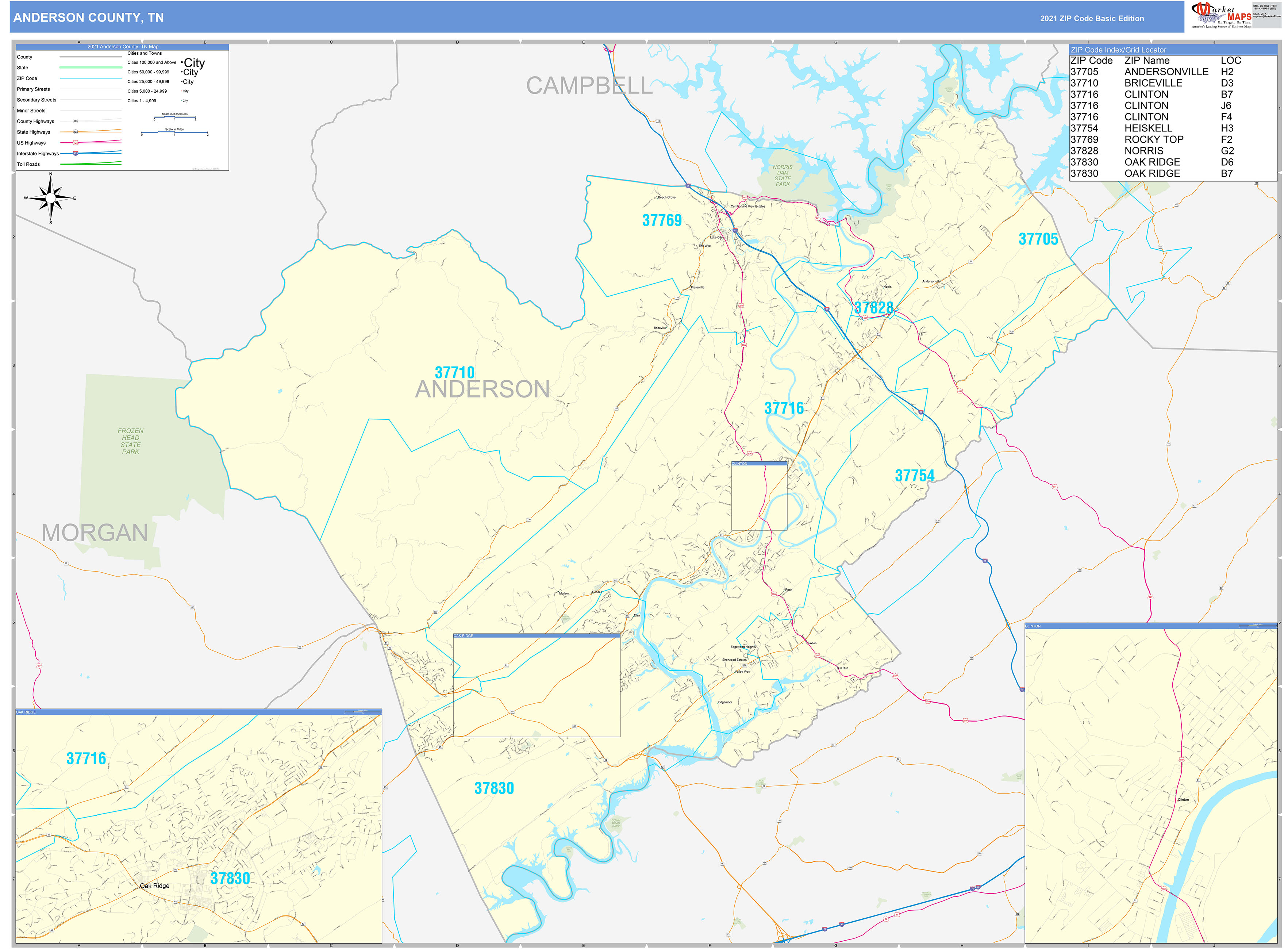 Wilson County Tn Zip Code Wall Map Basic Style By Marketmaps Mapsales