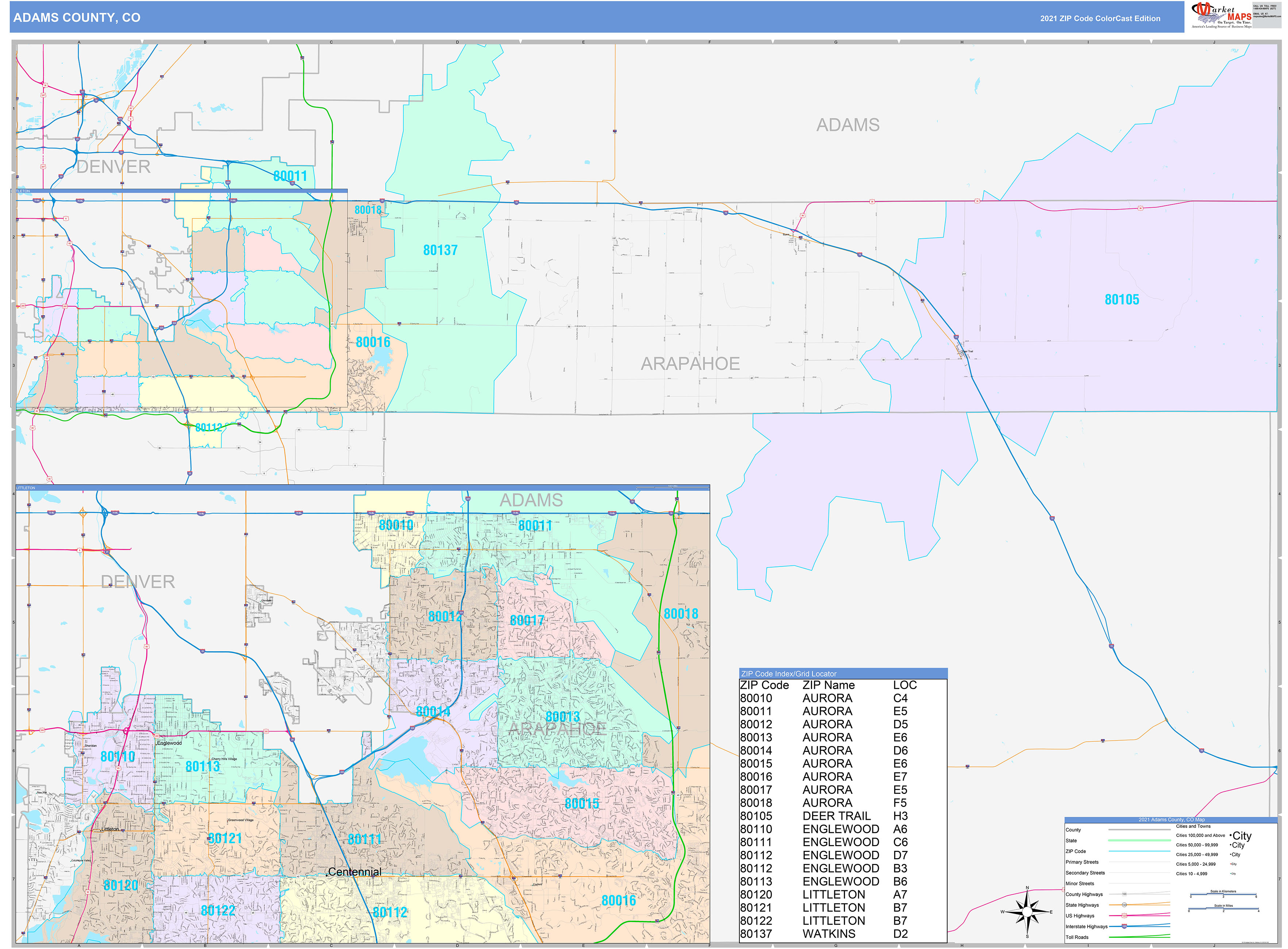 Arapahoe County CO Wall Map Color Cast Style By MarketMAPS MapSales Arapahoe County CO Wall Map Color Cast Style By MarketMAPS MapSales