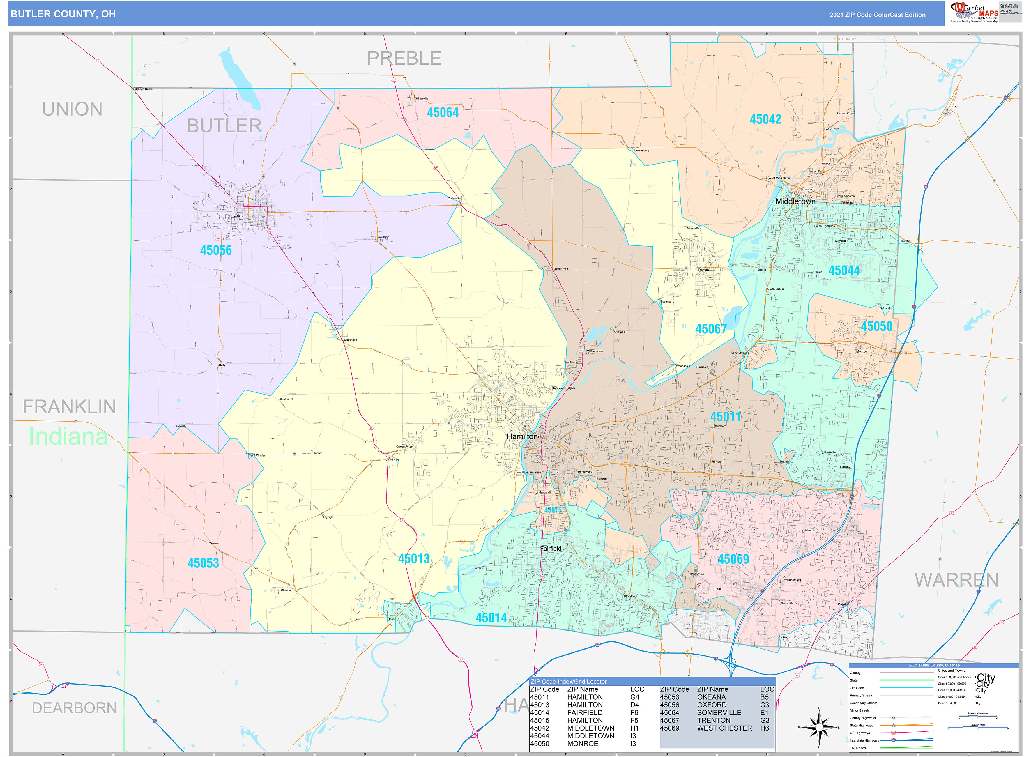 Butler County Zip Code Map - Map of world