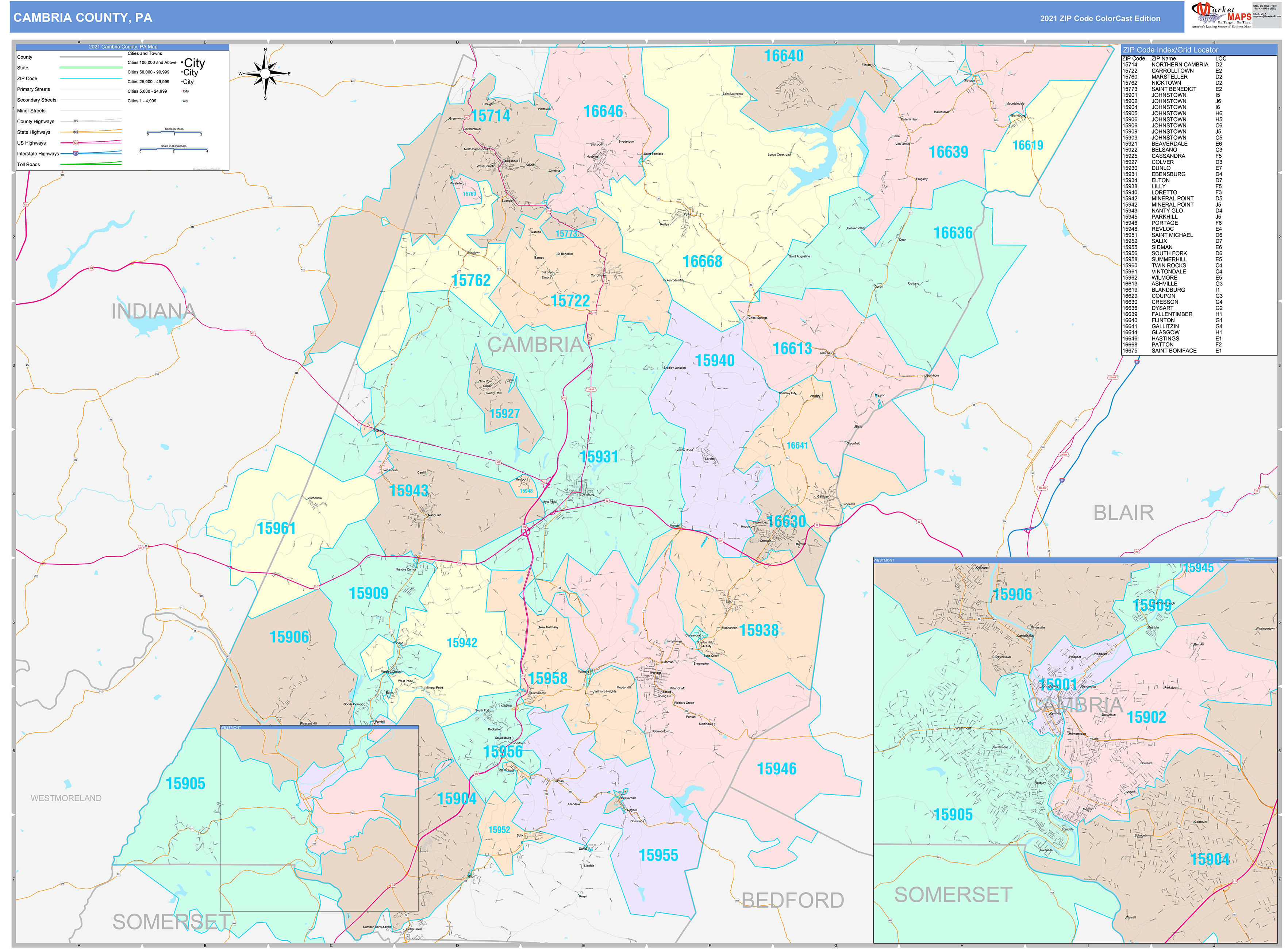 Cambria County Map Cities