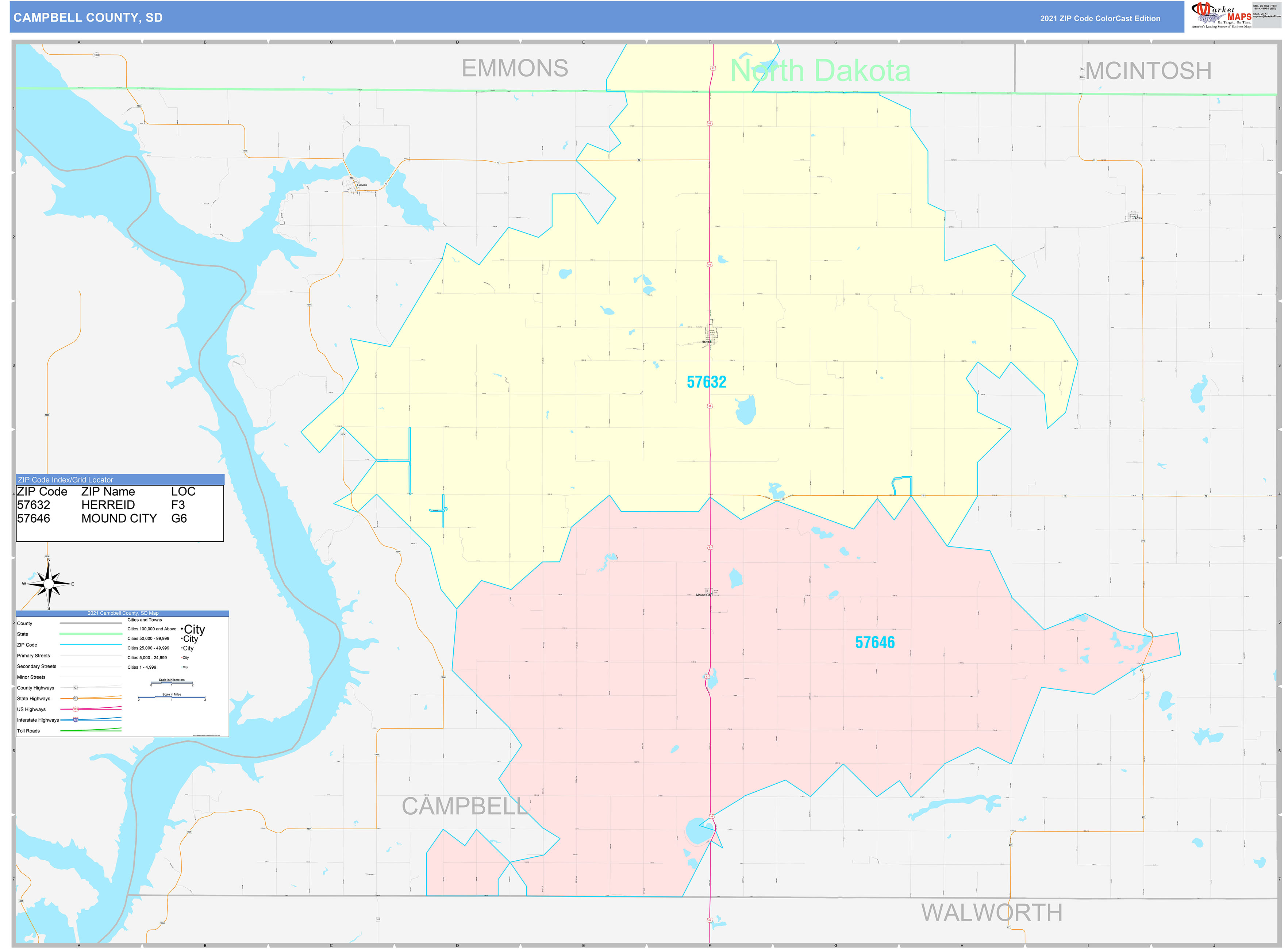 Campbell County South Dakota Zip Codes Map Shown On G vrogue.co