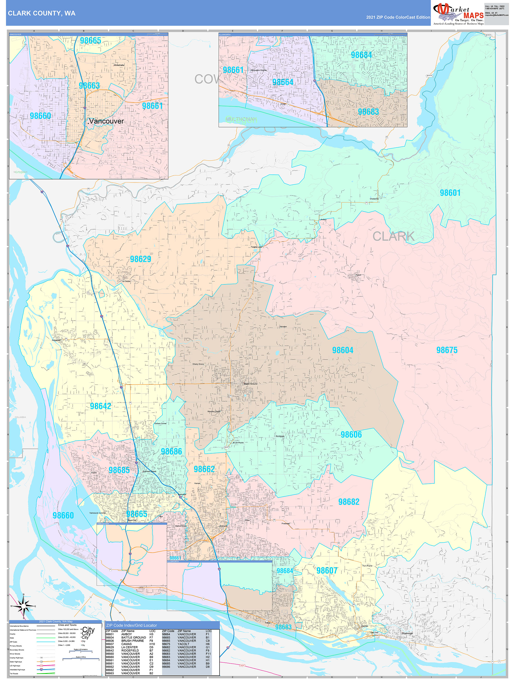 clark-county-wa-wall-map-color-cast-style-by-marketmaps-mapsales