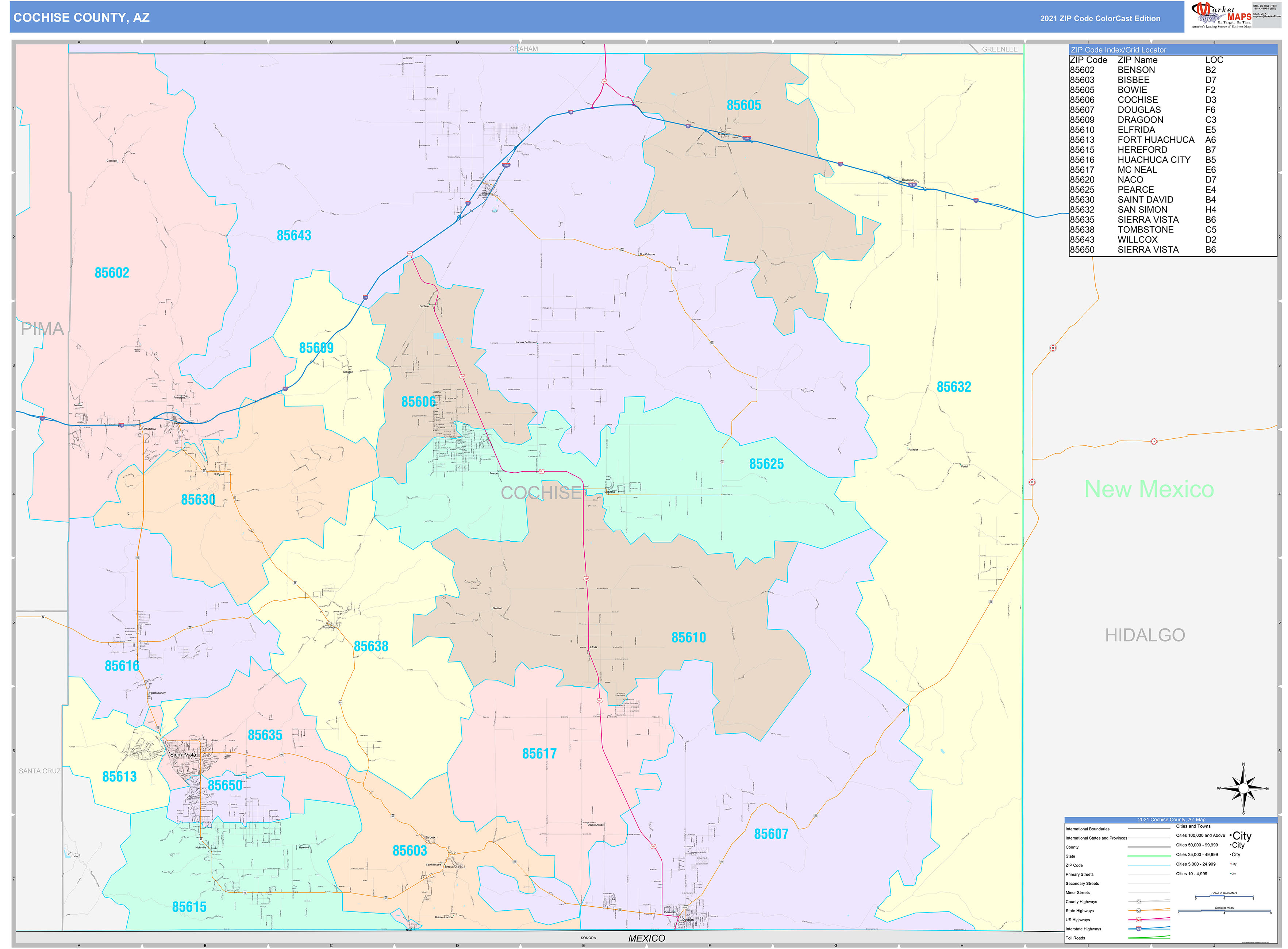 Cochise County AZ Wall Map Color Cast Style By MarketMAPS MapSales Cochise County AZ Wall Map Color Cast Style By MarketMAPS MapSales