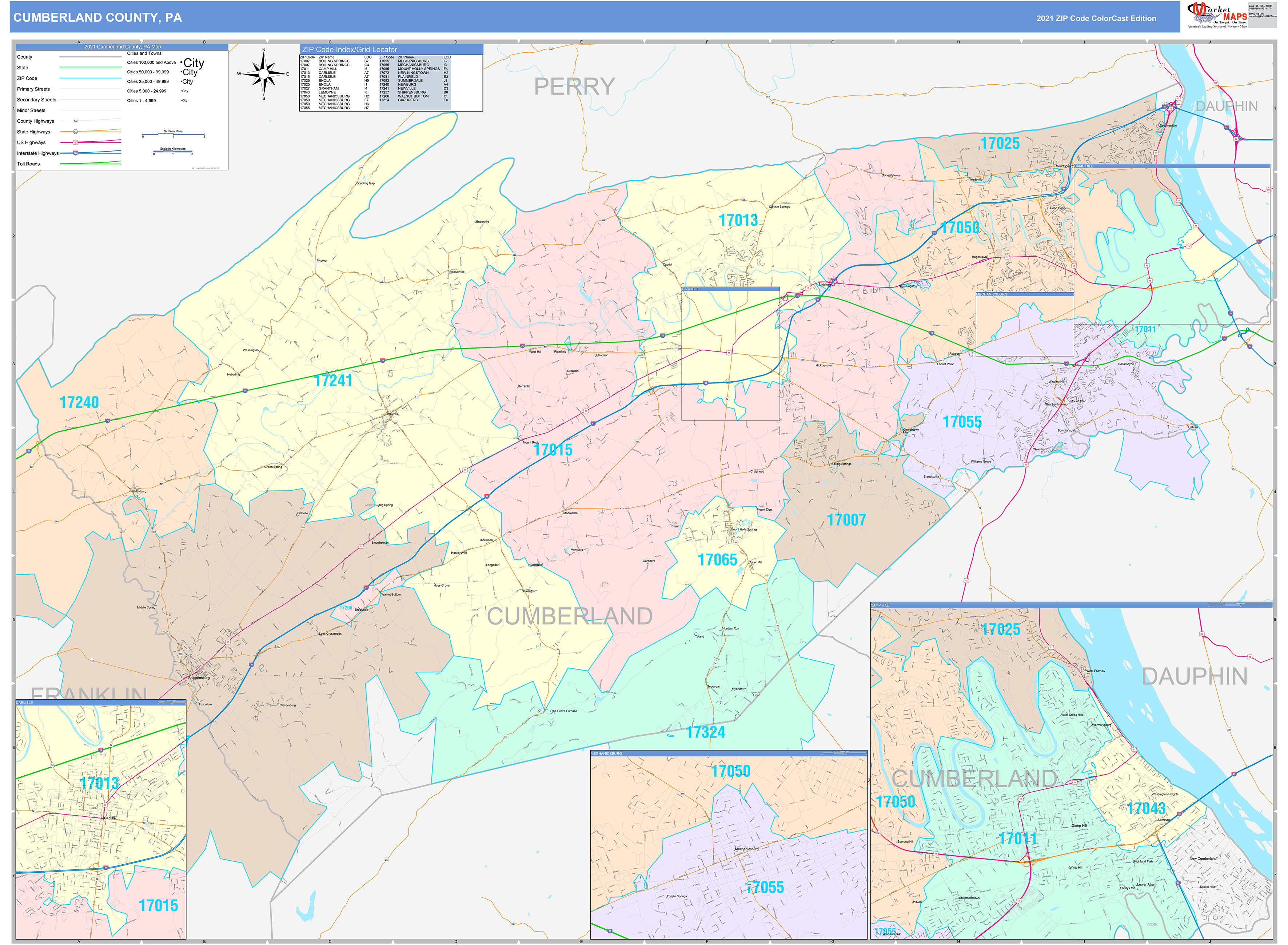 cumberland-county-pa-wall-map-color-cast-style-by-marketmaps-mapsales