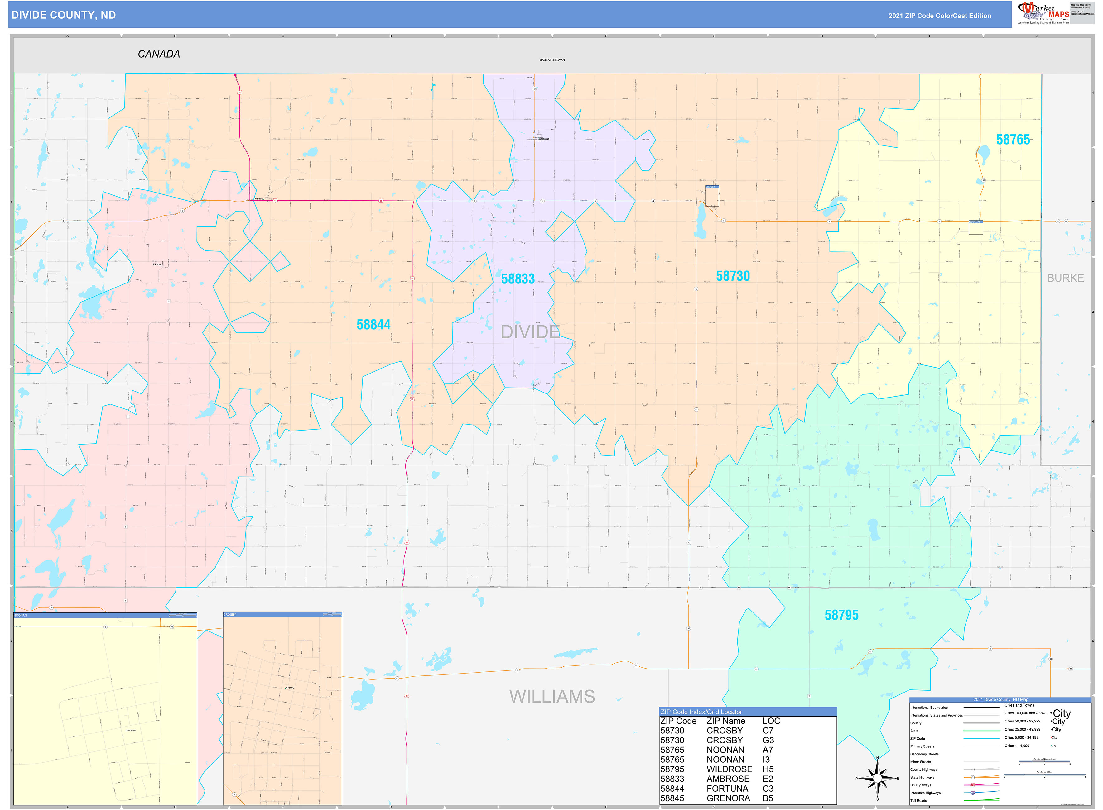Divide County North Dakota Jail Records Divide County, ND Wall Map Color Cast Style by MarketMAPS