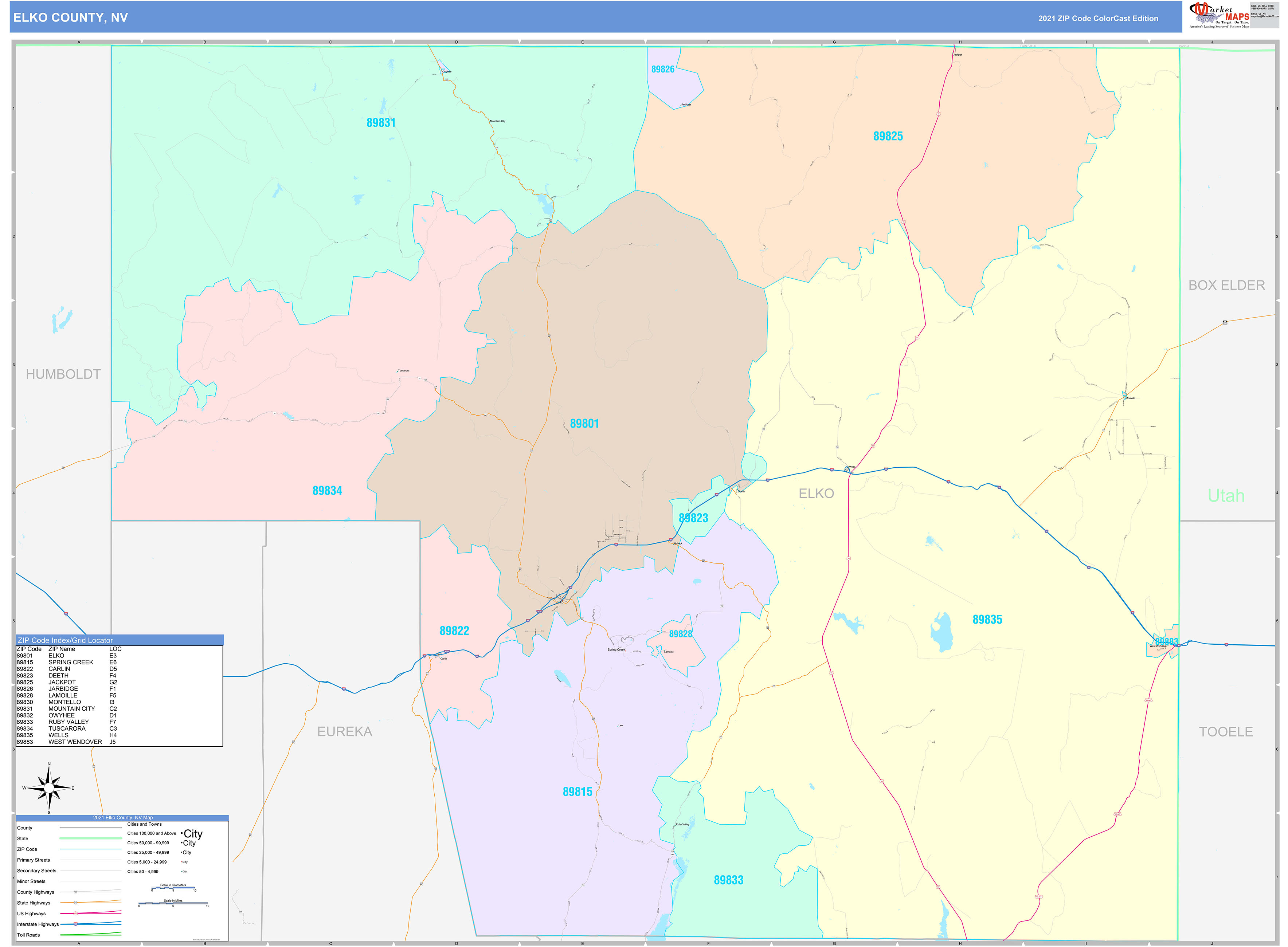 Elko County Nv Wall Map Premium Style By Marketmaps Mapsales | Images ...