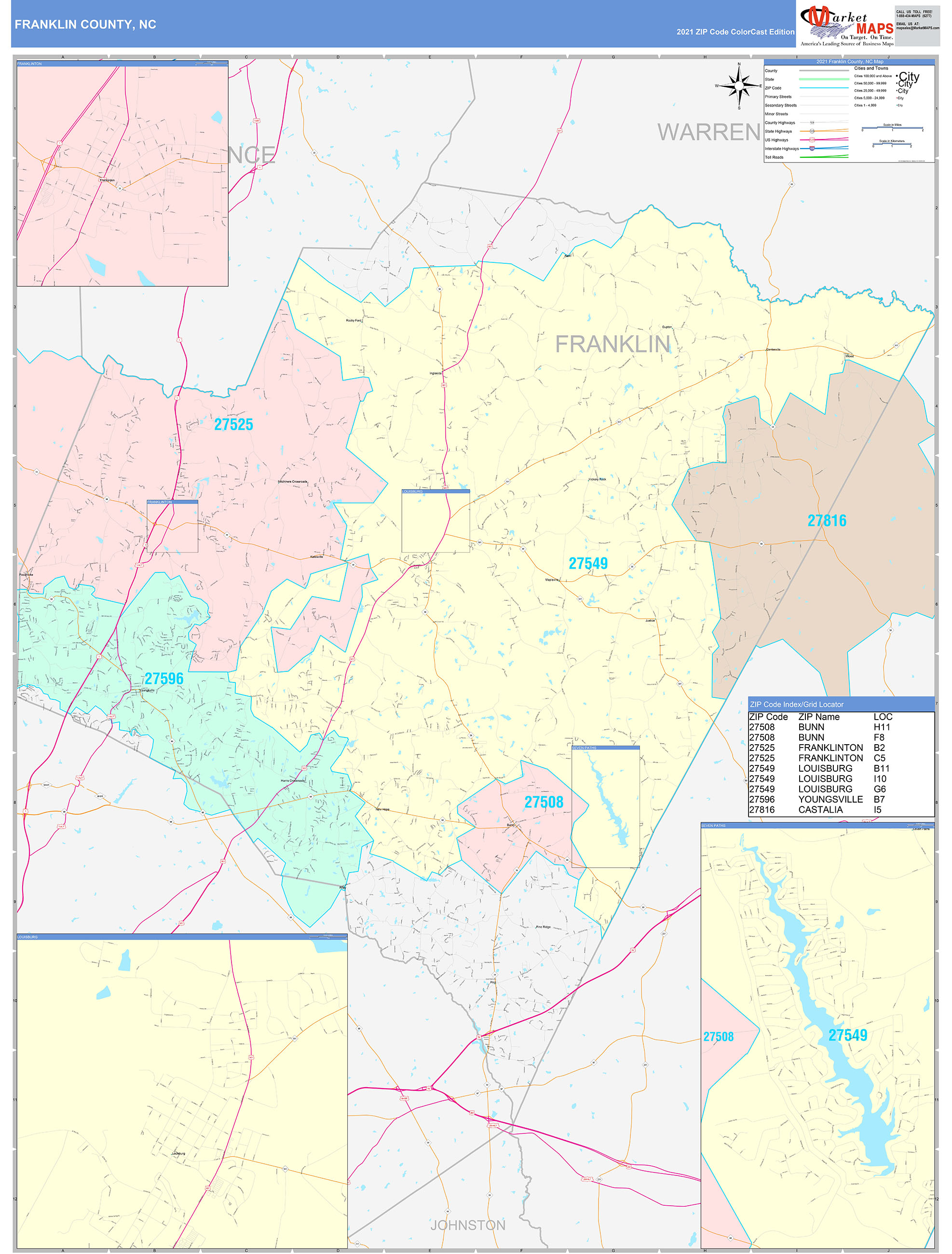 franklin-county-nc-wall-map-color-cast-style-by-marketmaps-mapsales