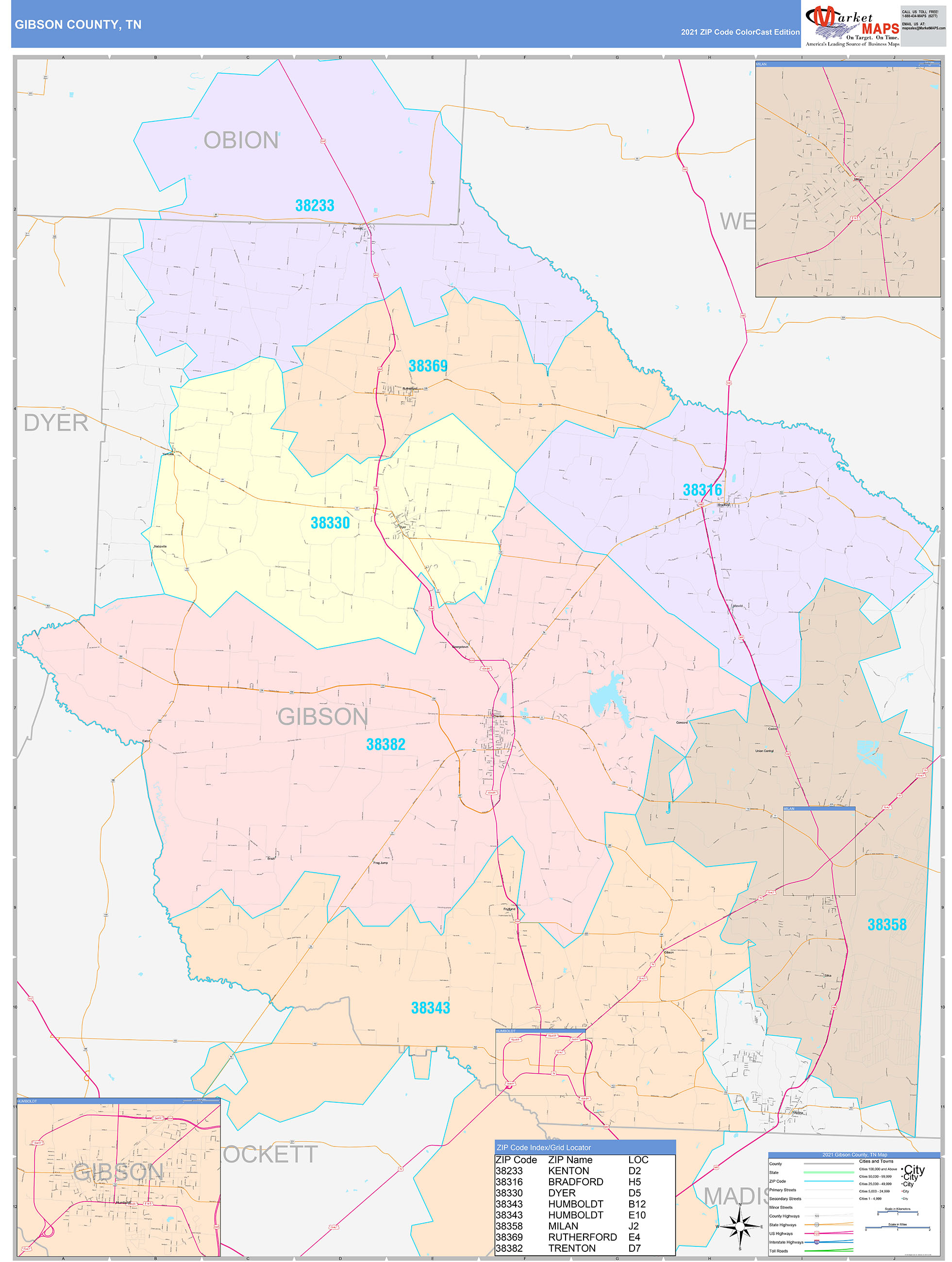 Gibson County Tn Wall Map Color Cast Style By Marketm vrogue.co