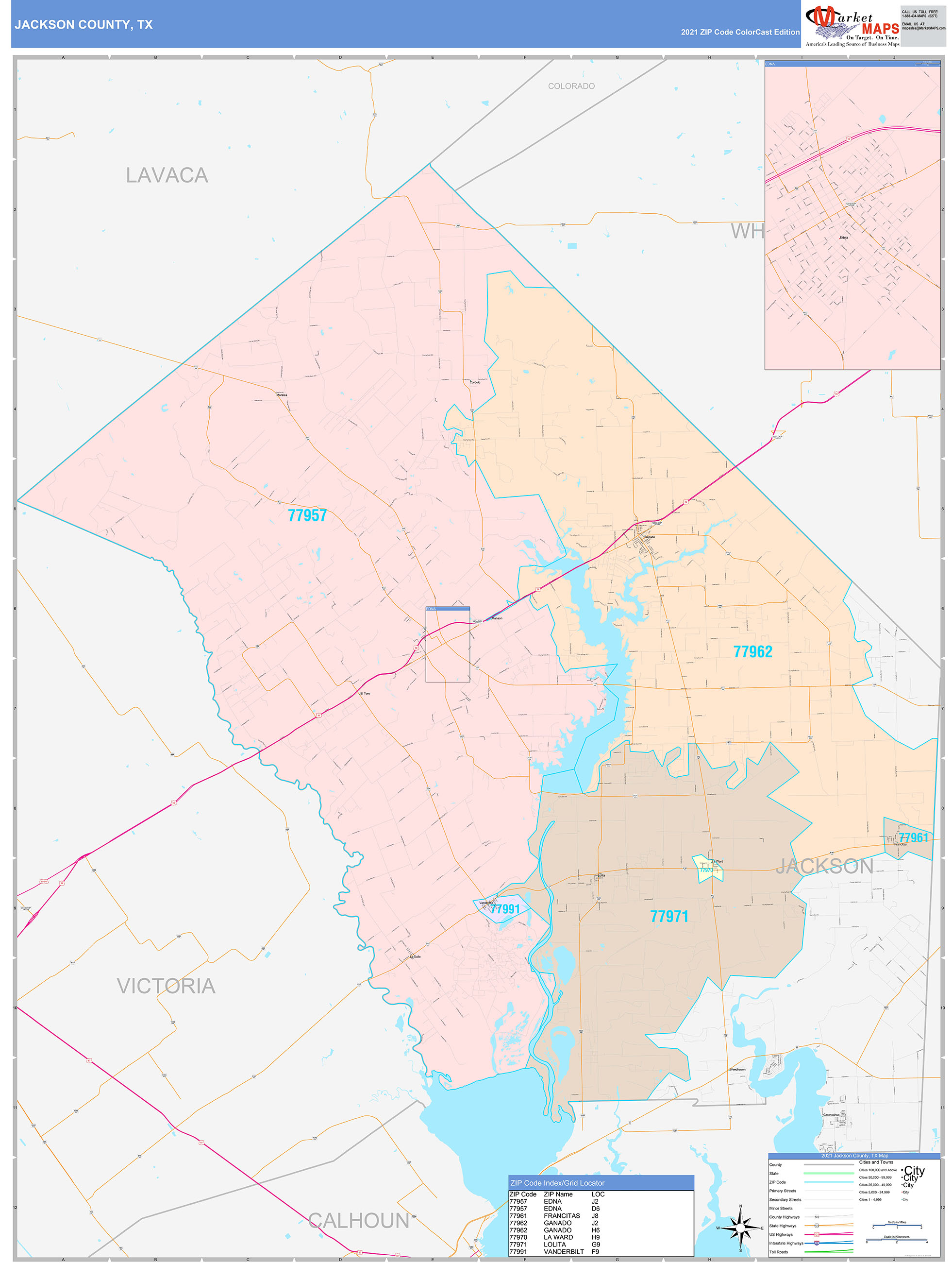 Jackson County Tx Wall Map Color Cast Style By Marketmaps Mapsales