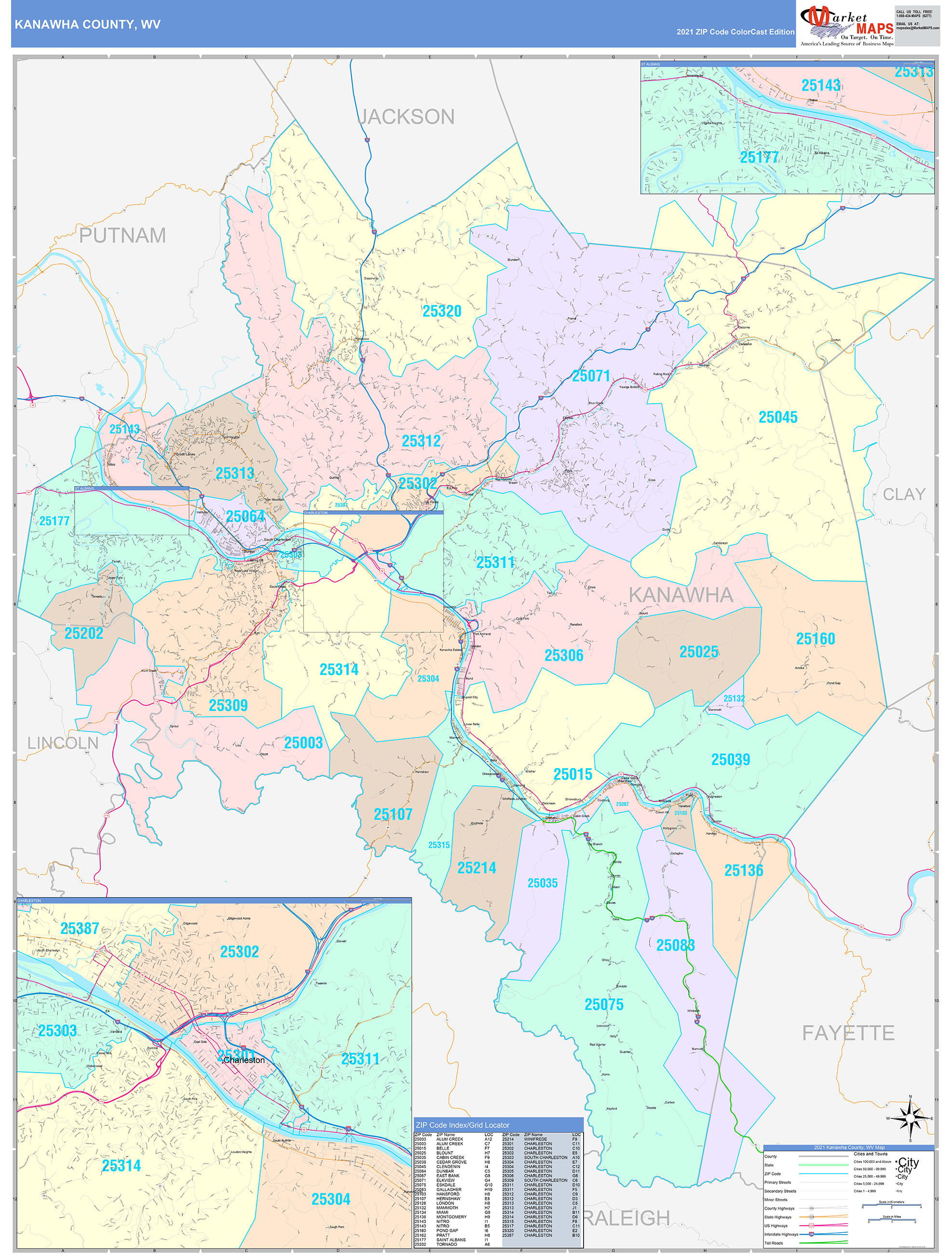 Kanawha County West Virginia Inmate Search Kanawha County Map Cards