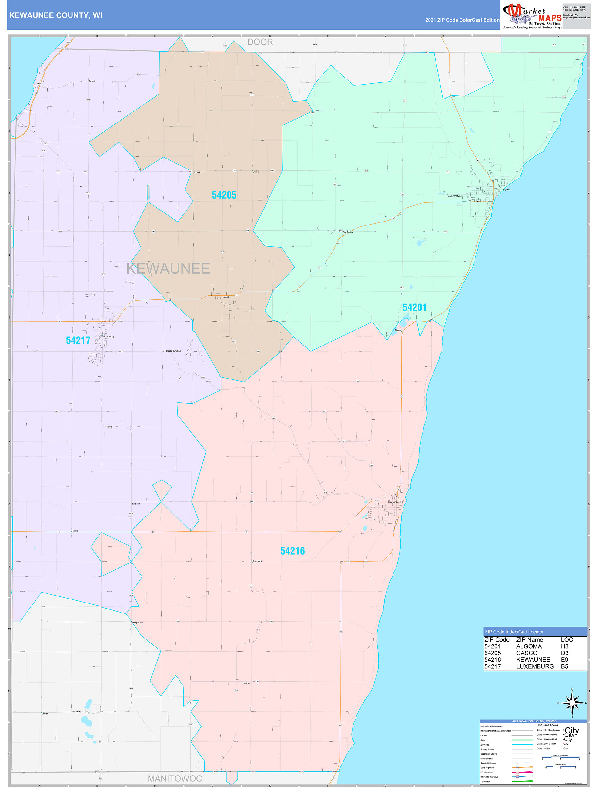 Themapstore Kewaunee County Wisconsin Wall Map vrogue.co