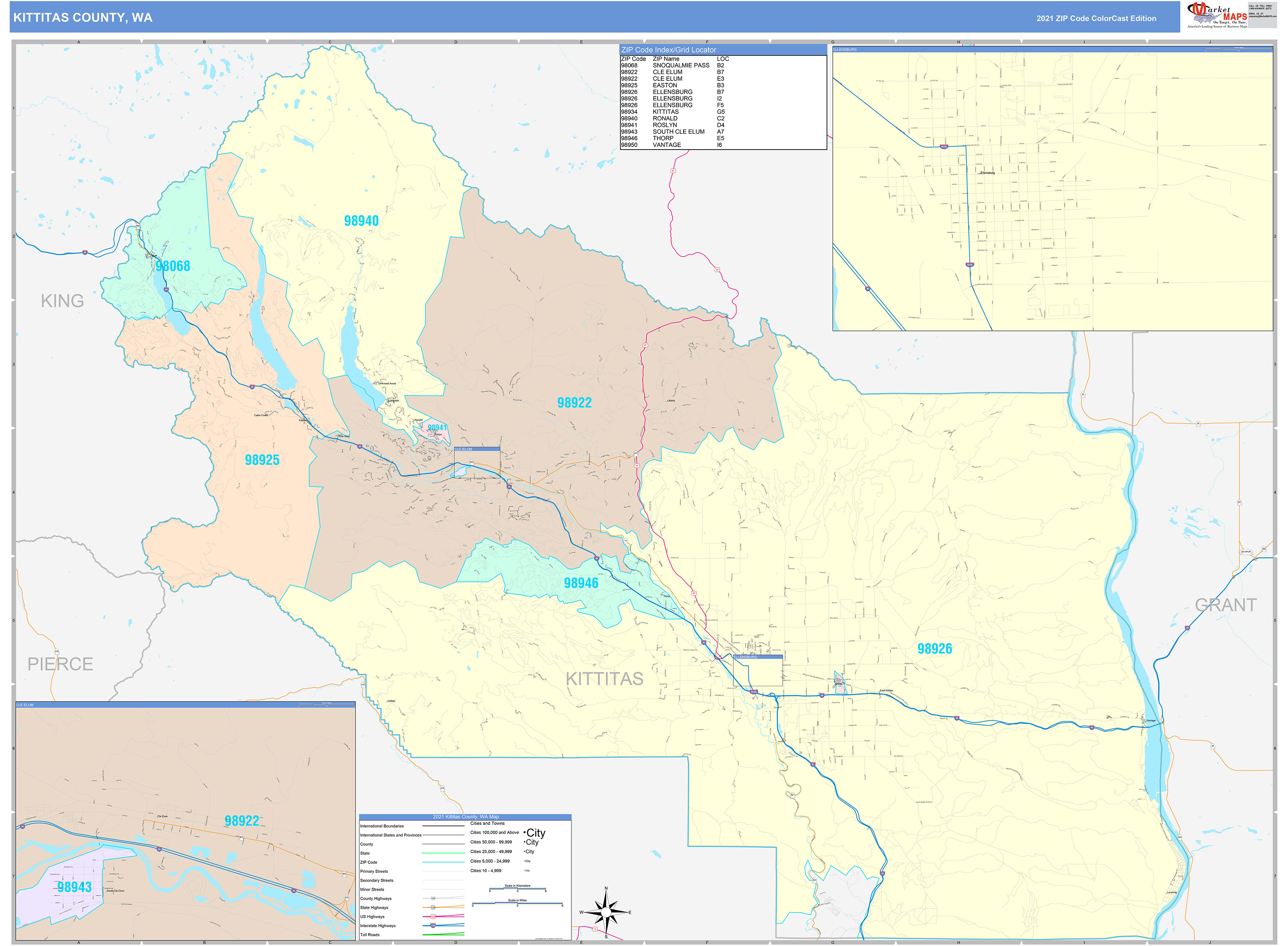 kittitas-county-wa-wall-map-color-cast-style-by-marketmaps-mapsales