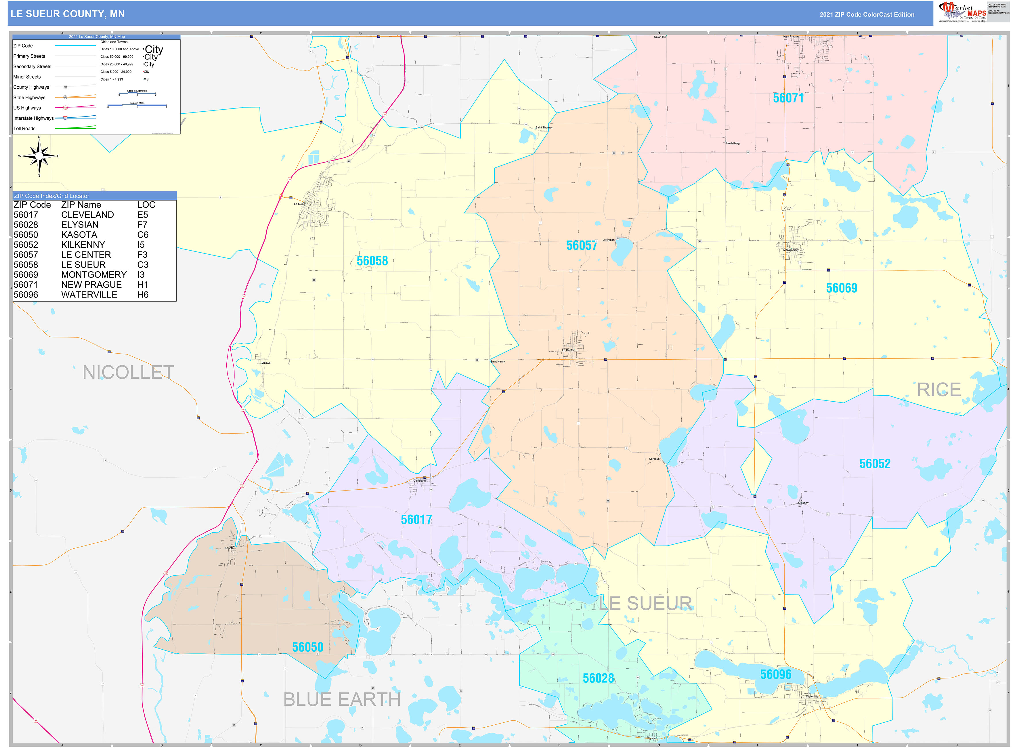 Le Sueur County Map