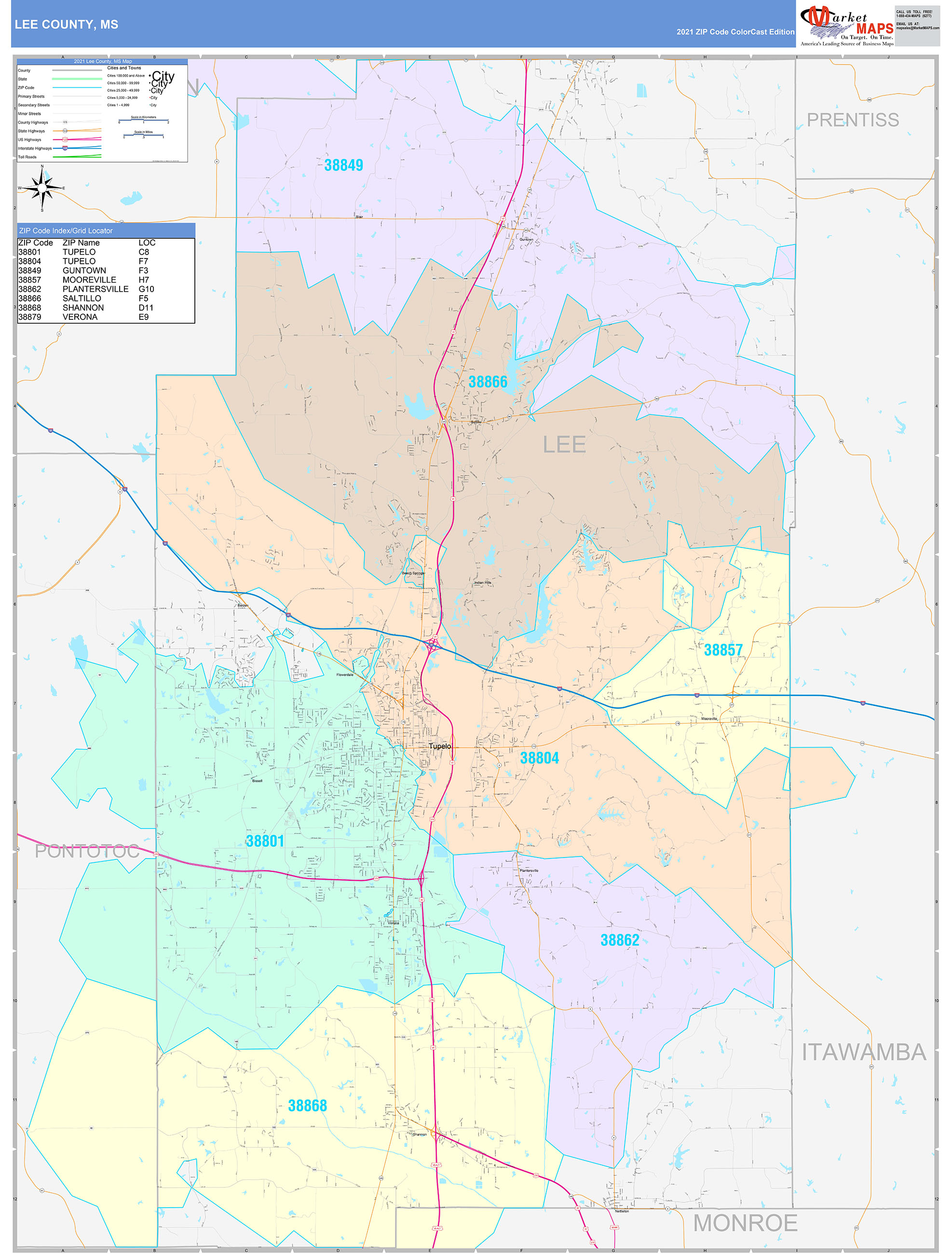 lee-county-ms-wall-map-color-cast-style-by-marketmaps-vrogue