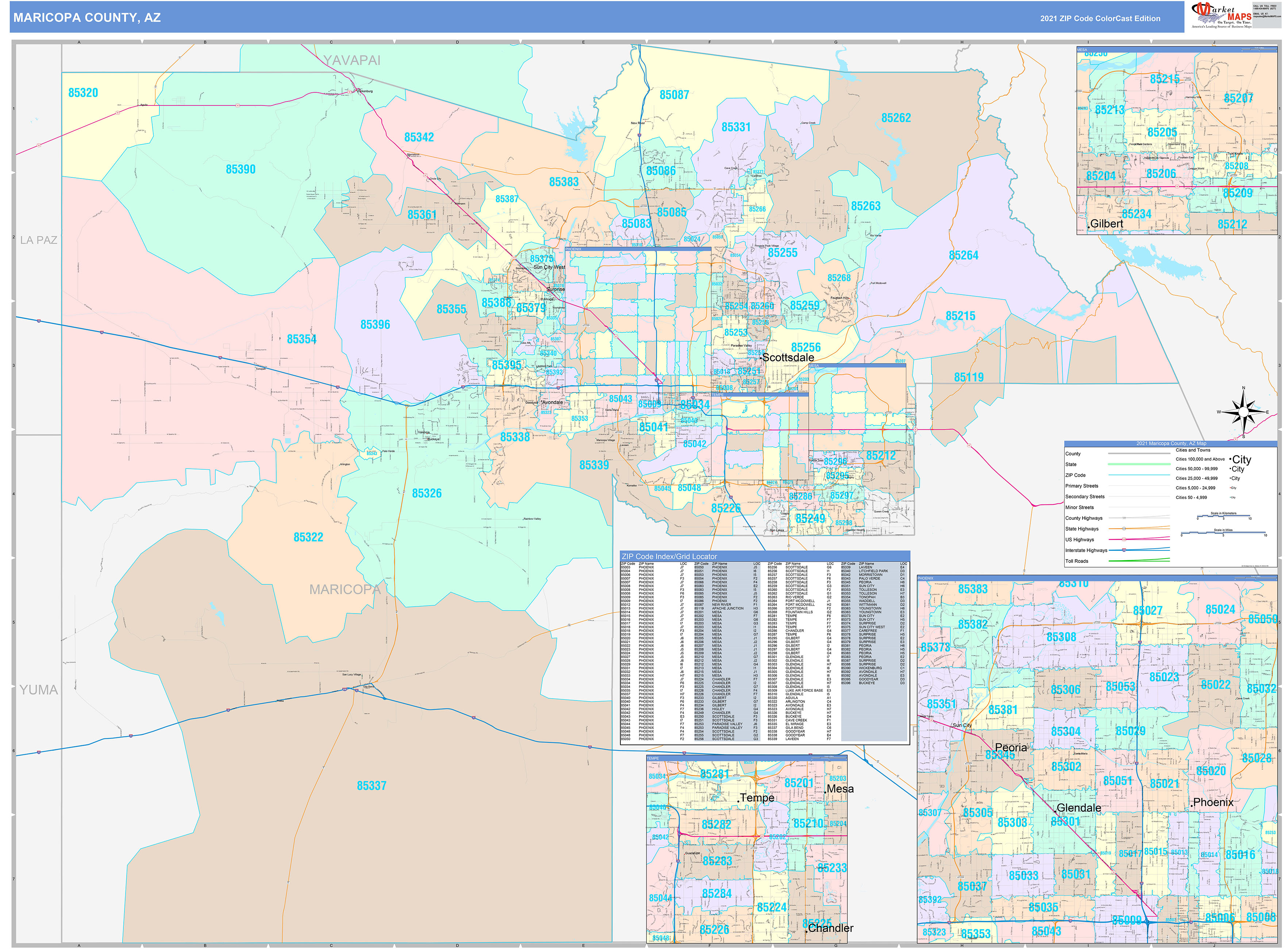 Maricopa County Az Wall Map Color Cast Style By Marketmaps Mapsales