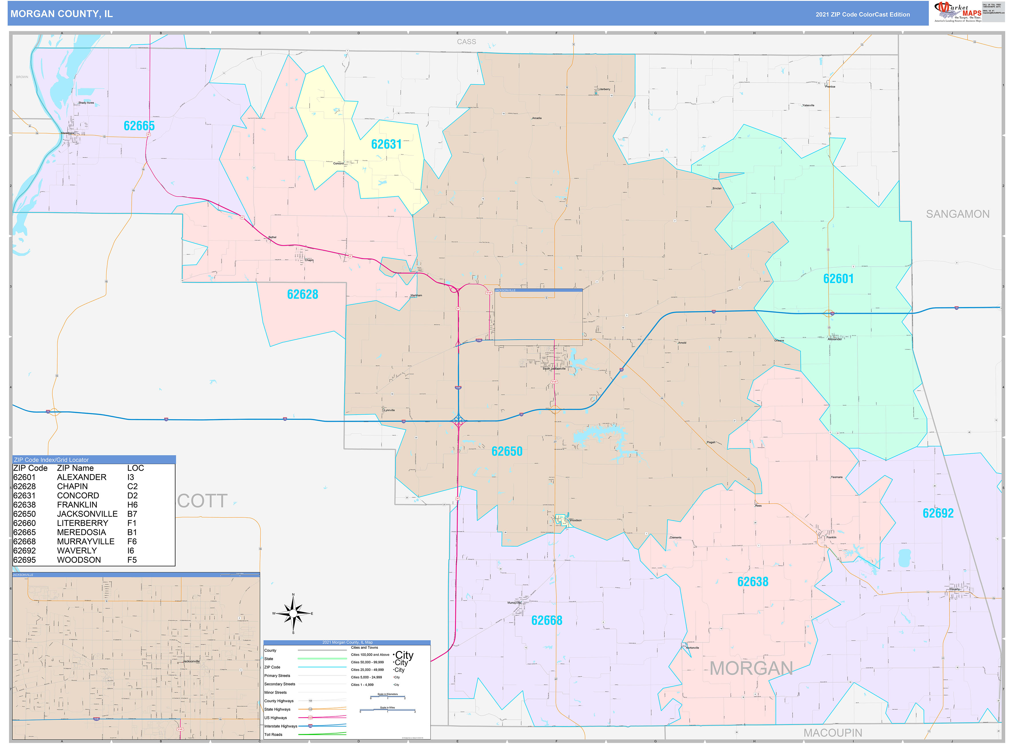 County, IL Wall Map Color Cast Style by MarketMAPS MapSales
