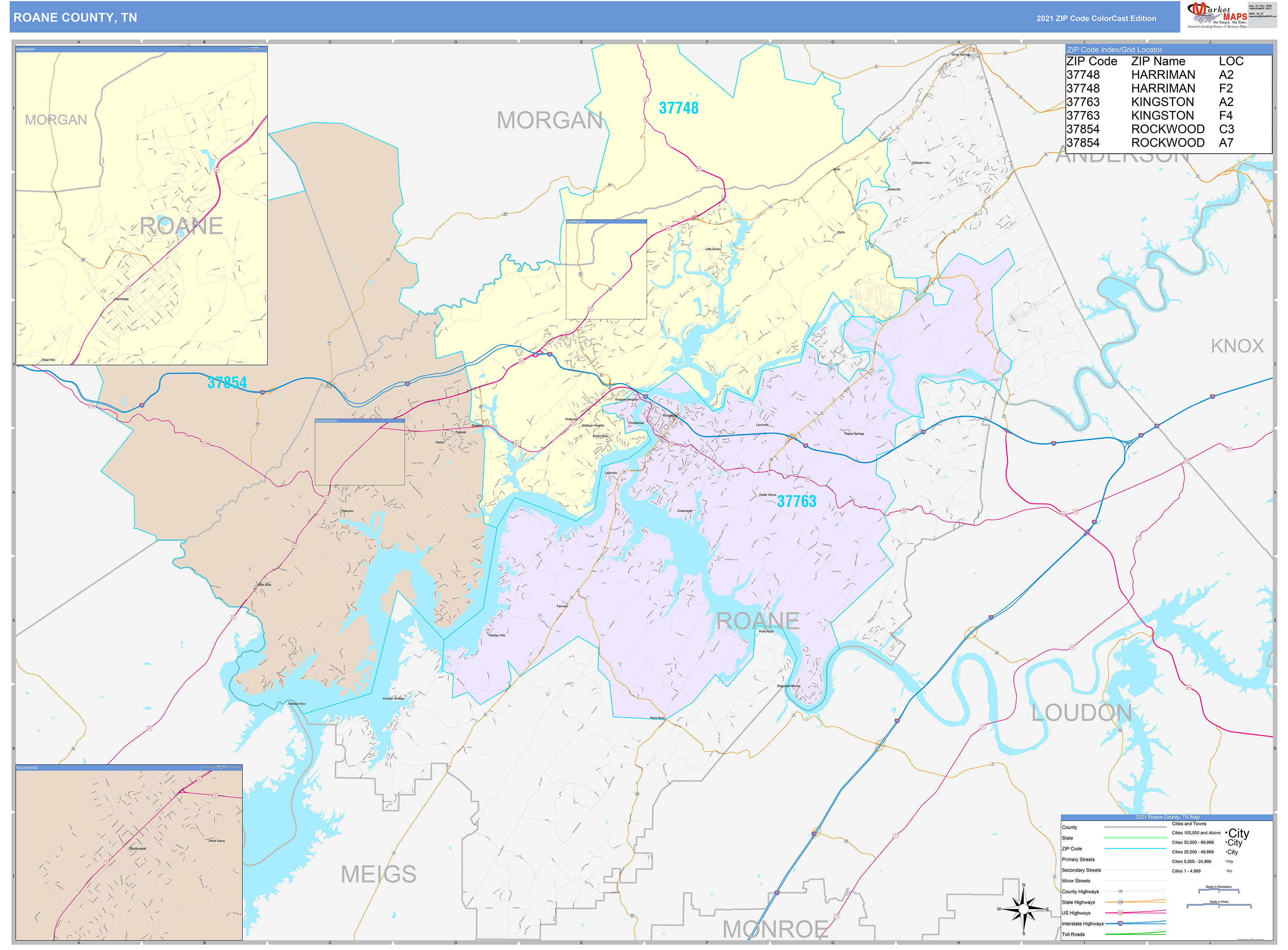 Roane County Tn Wall Map Premium Style By Marketmaps vrogue.co