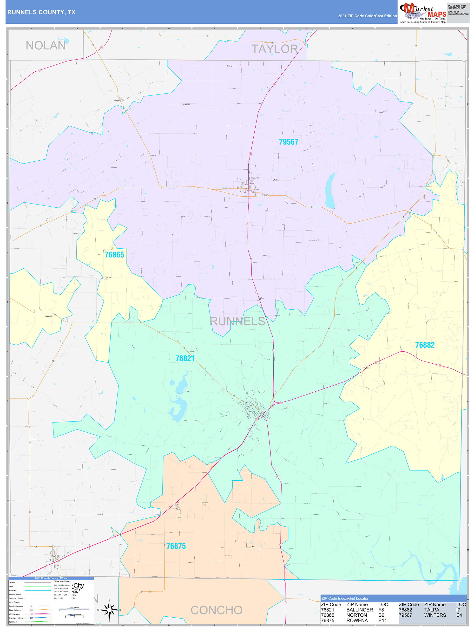 Runnels County Tx Wall Map Premium Style By Marketmaps Images and