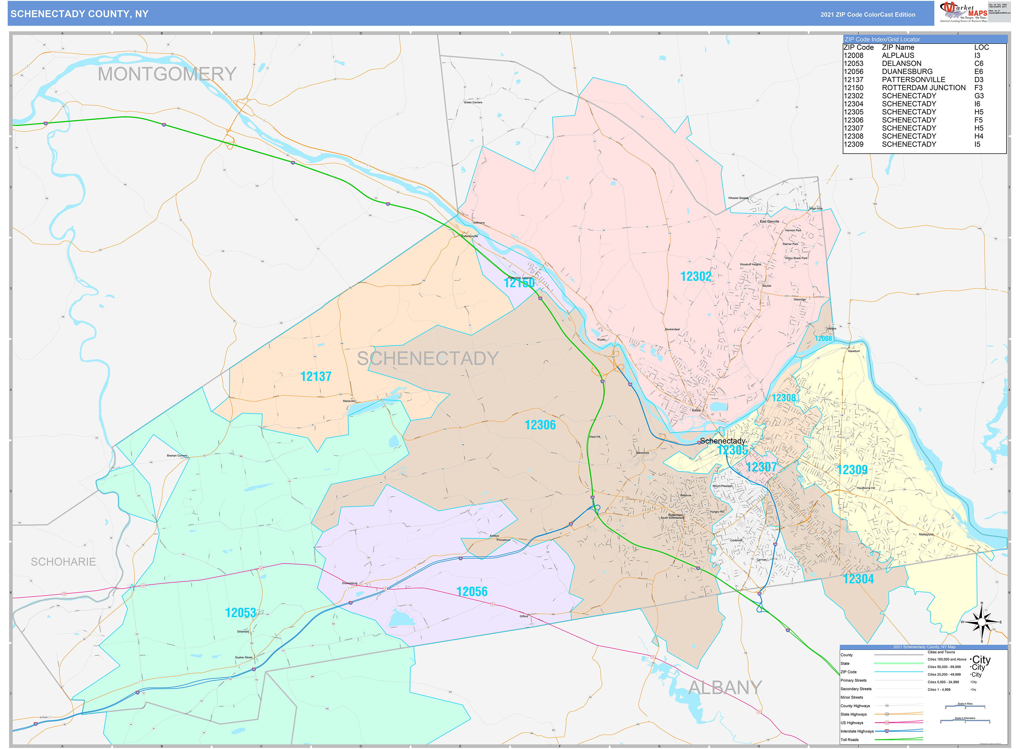 Schenectady County Map