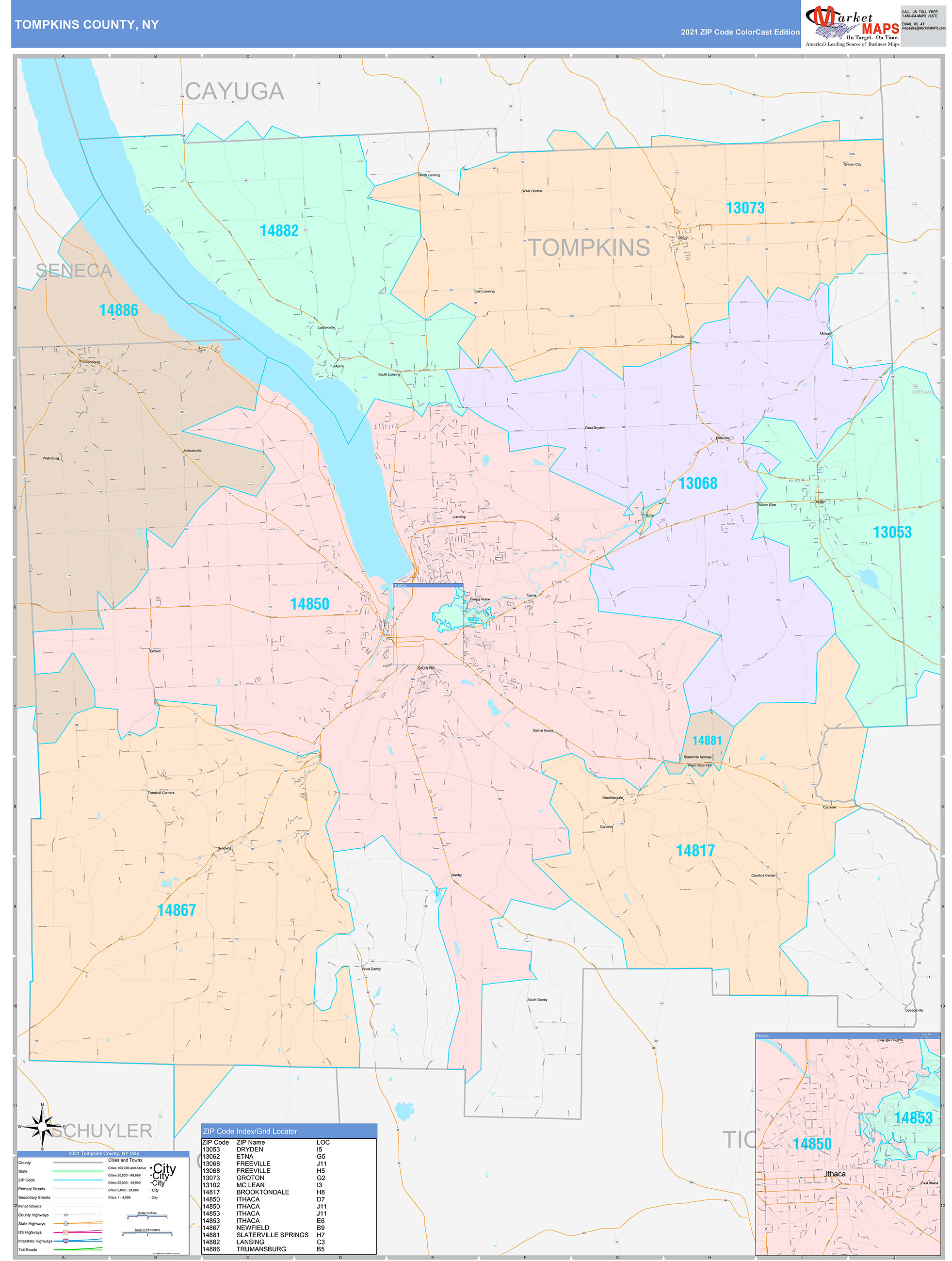 Tompkins County Ny Wall Map Premium Style By Marketmaps Images and