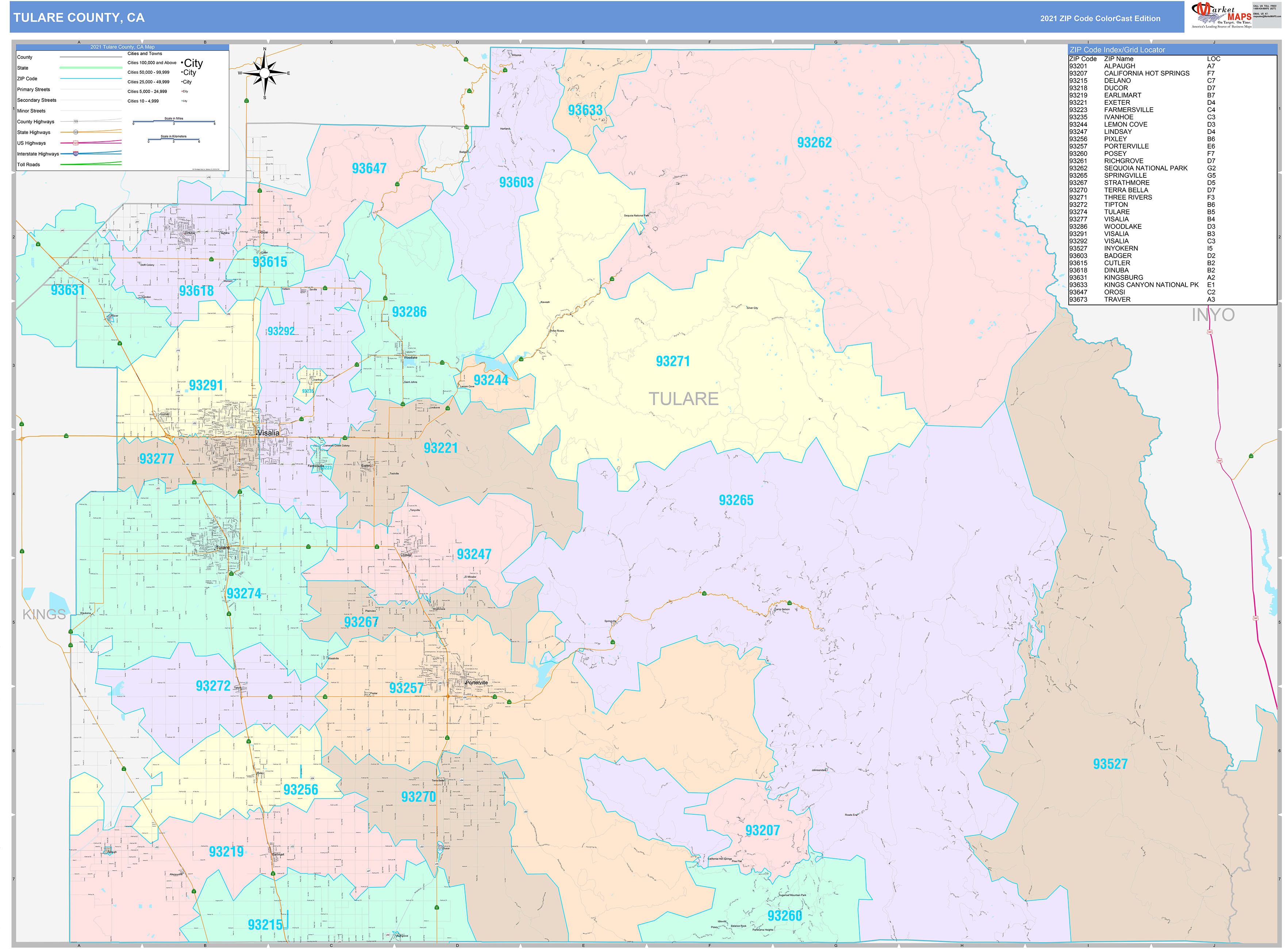 Tulare County Zip Code Map