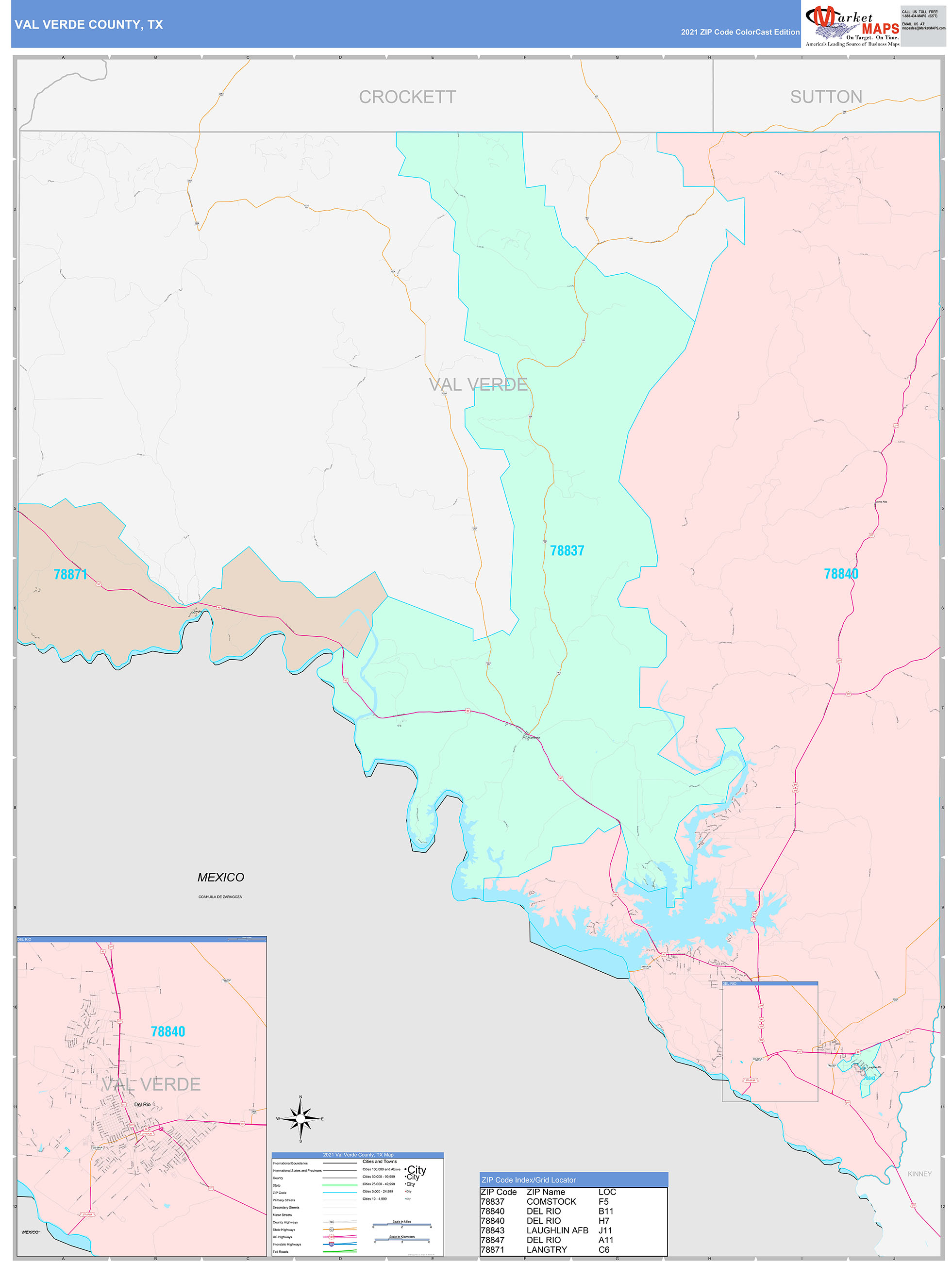 val-verde-county-tx-wall-map-color-cast-style-by-marketmaps