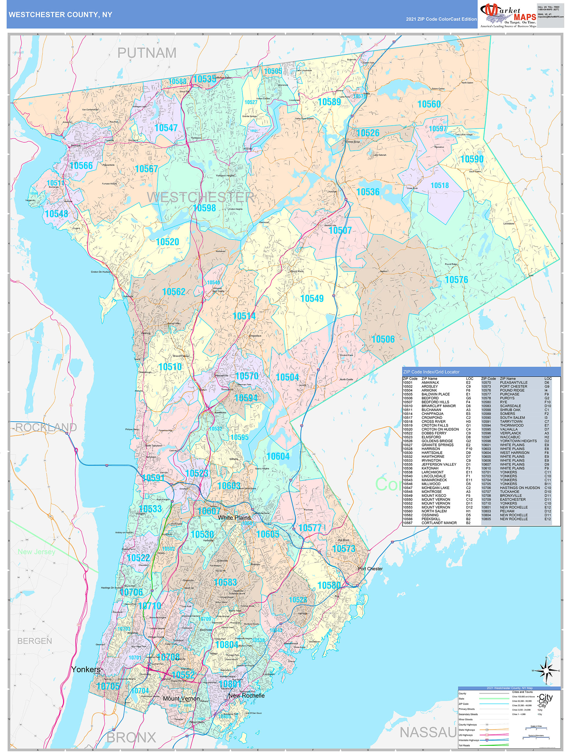 Westchester County Ny Wall Map Color Cast Style By Ma - vrogue.co