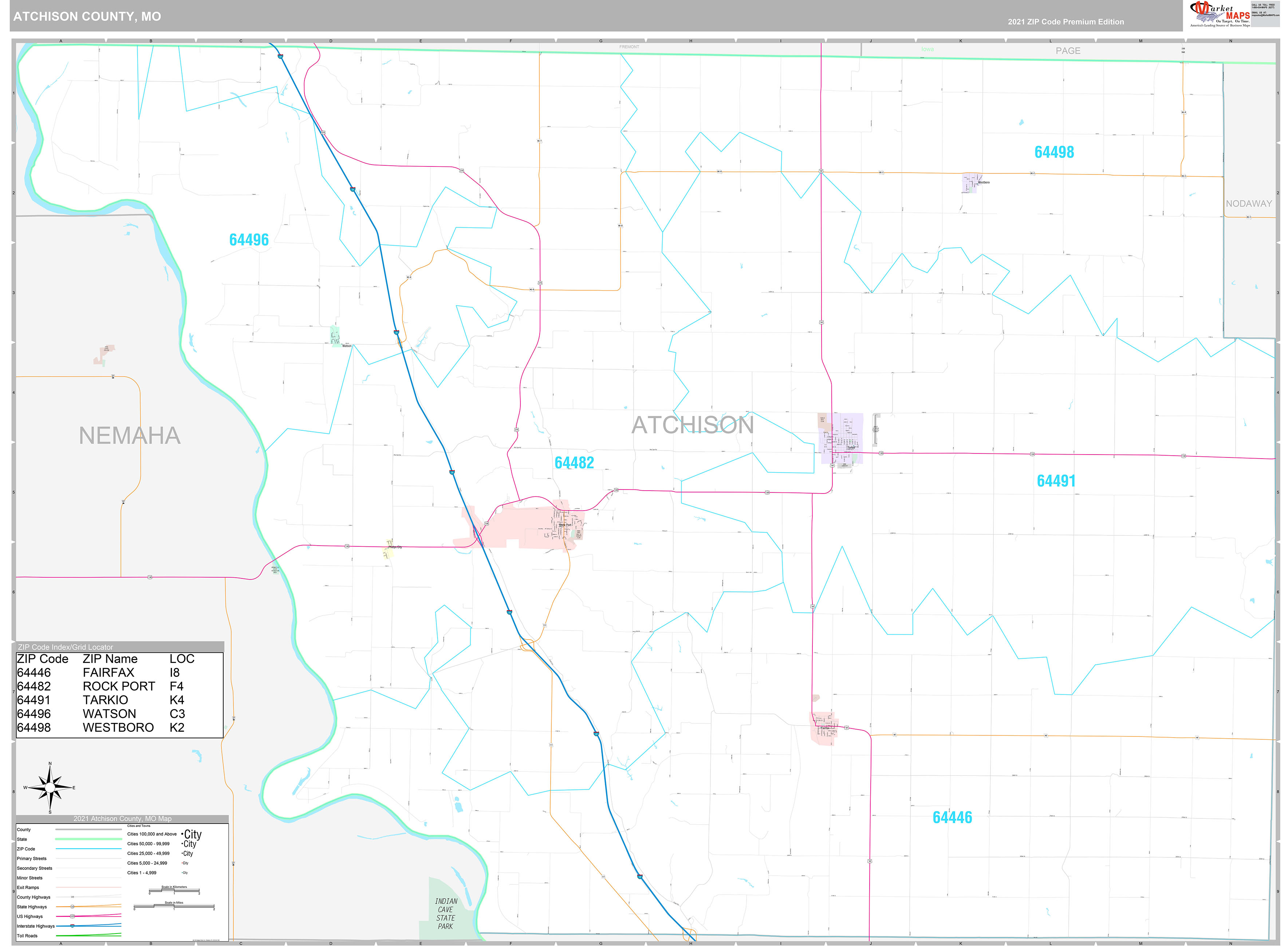 Atchison County Mo Wall Map Color Cast Style By Marketmaps Images and
