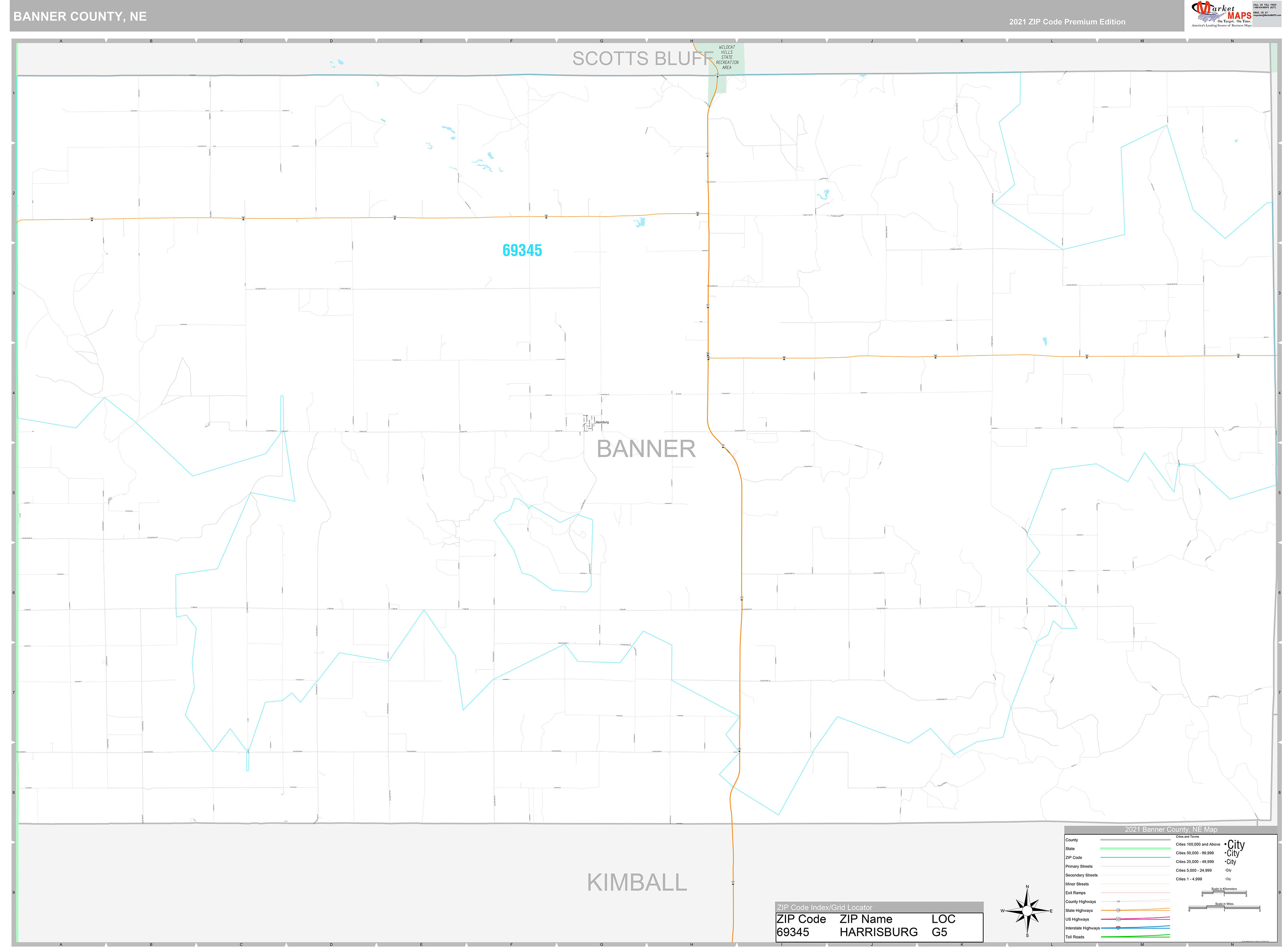 Banner County, NE Wall Map Premium Style by MarketMAPS