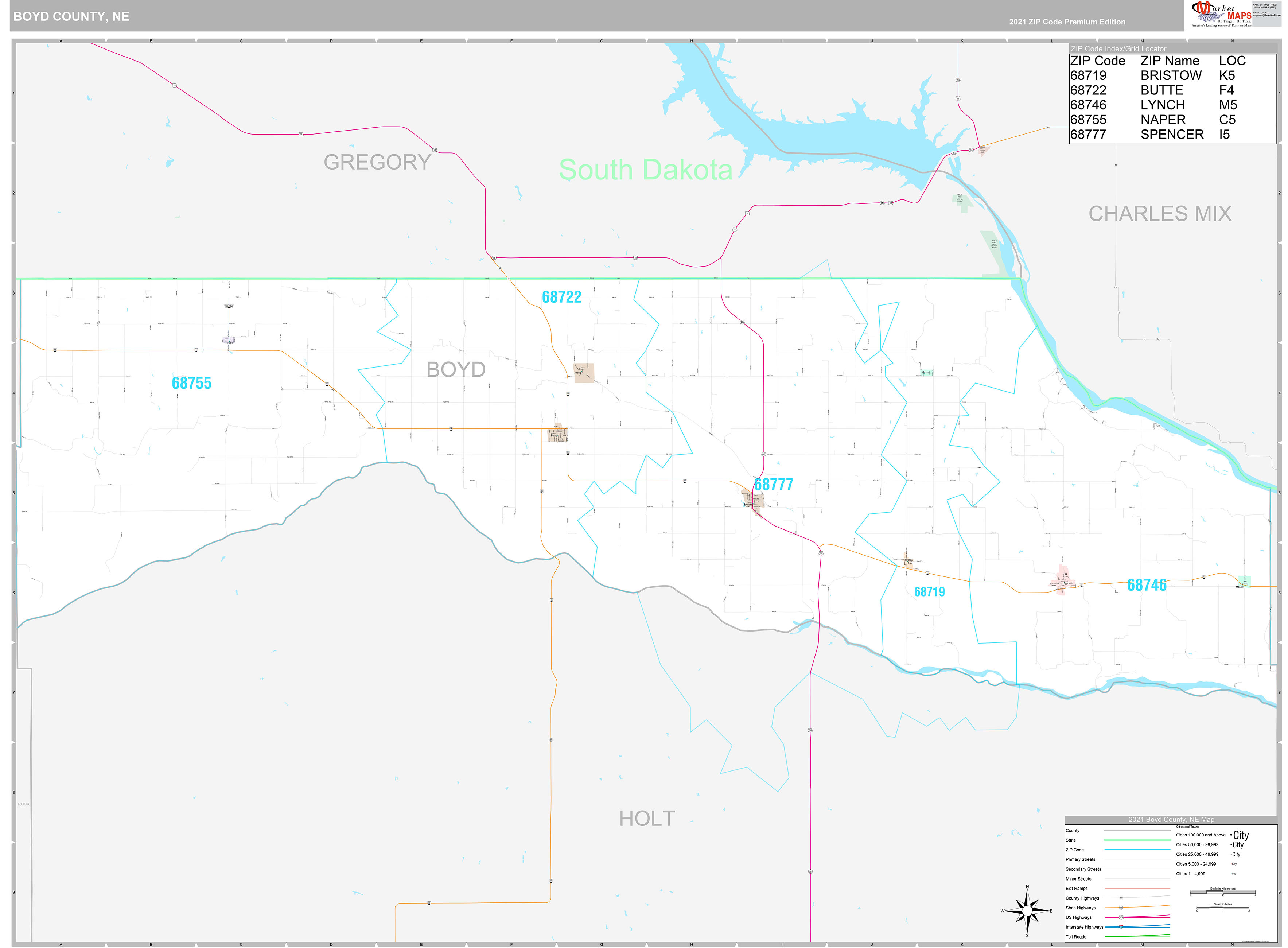 Boyd County, NE Wall Map Premium Style by MarketMAPS