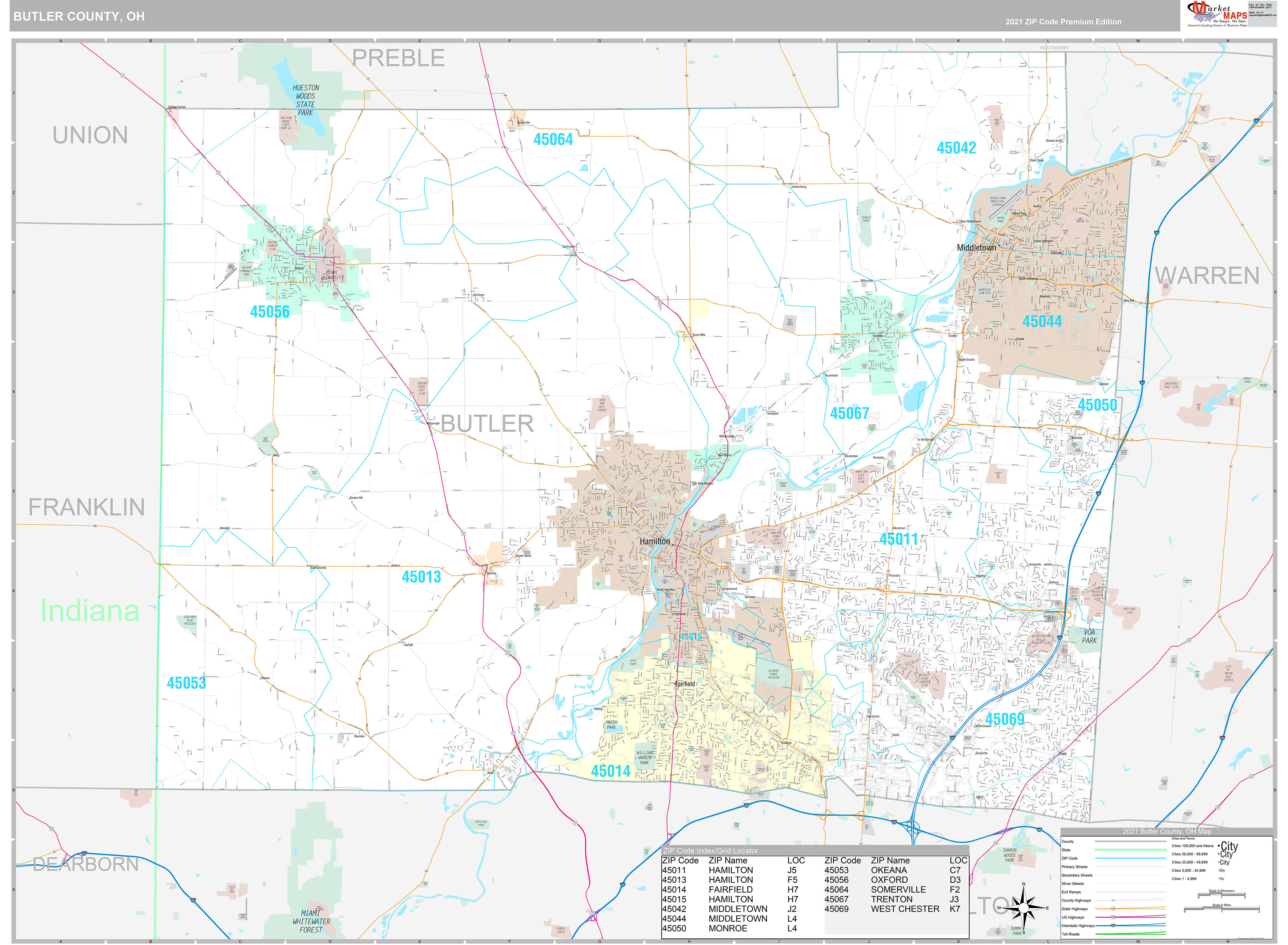 Butler County Zip Code Map - Map of world