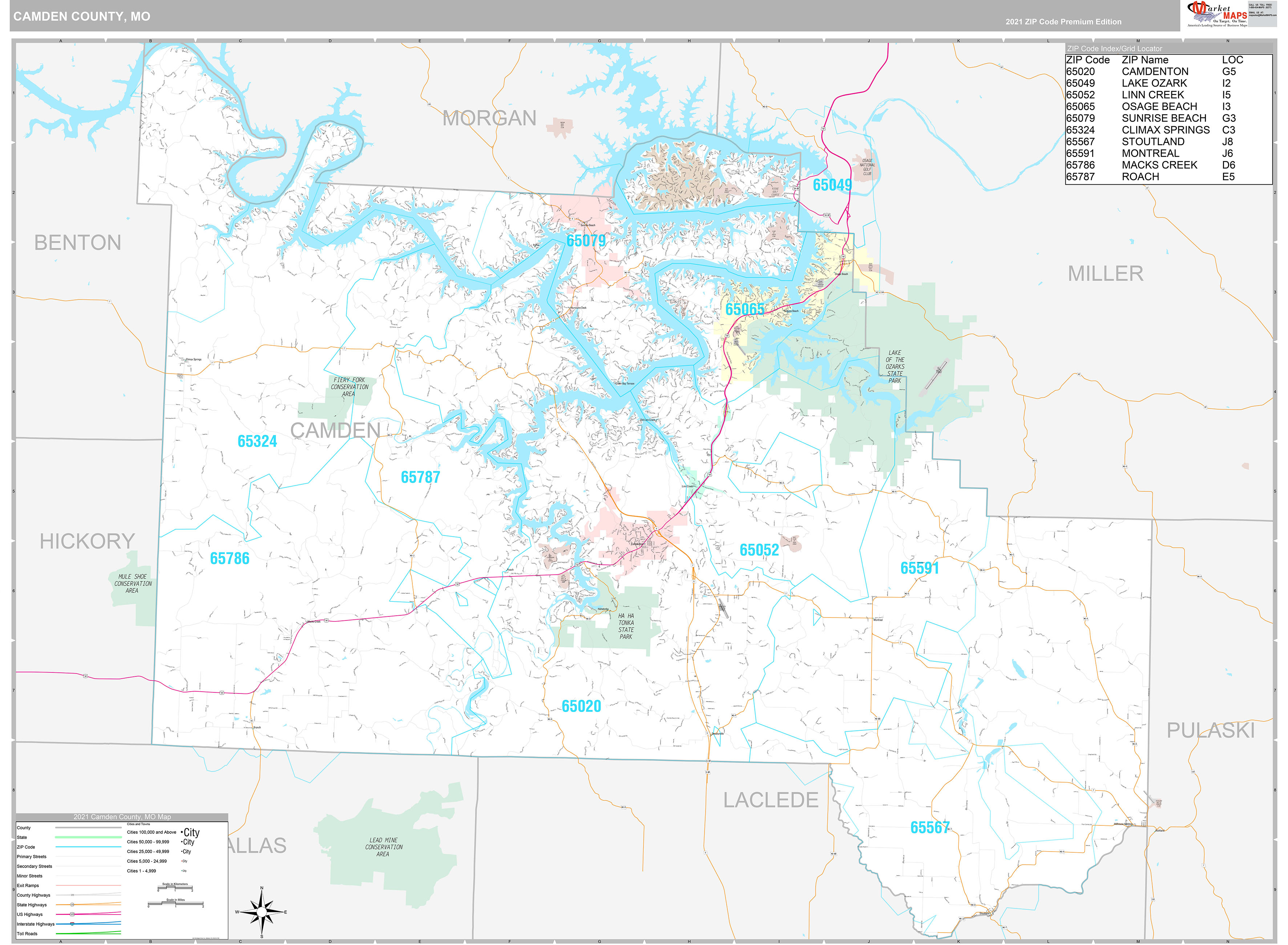 Camden County, MO Wall Map Premium Style by MarketMAPS MapSales