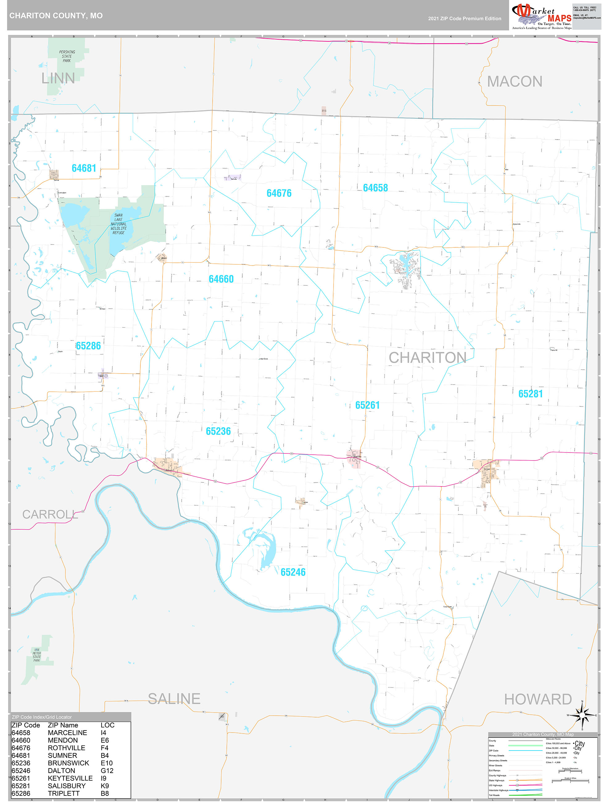 Chariton County, MO Wall Map Premium Style by MarketMAPS MapSales
